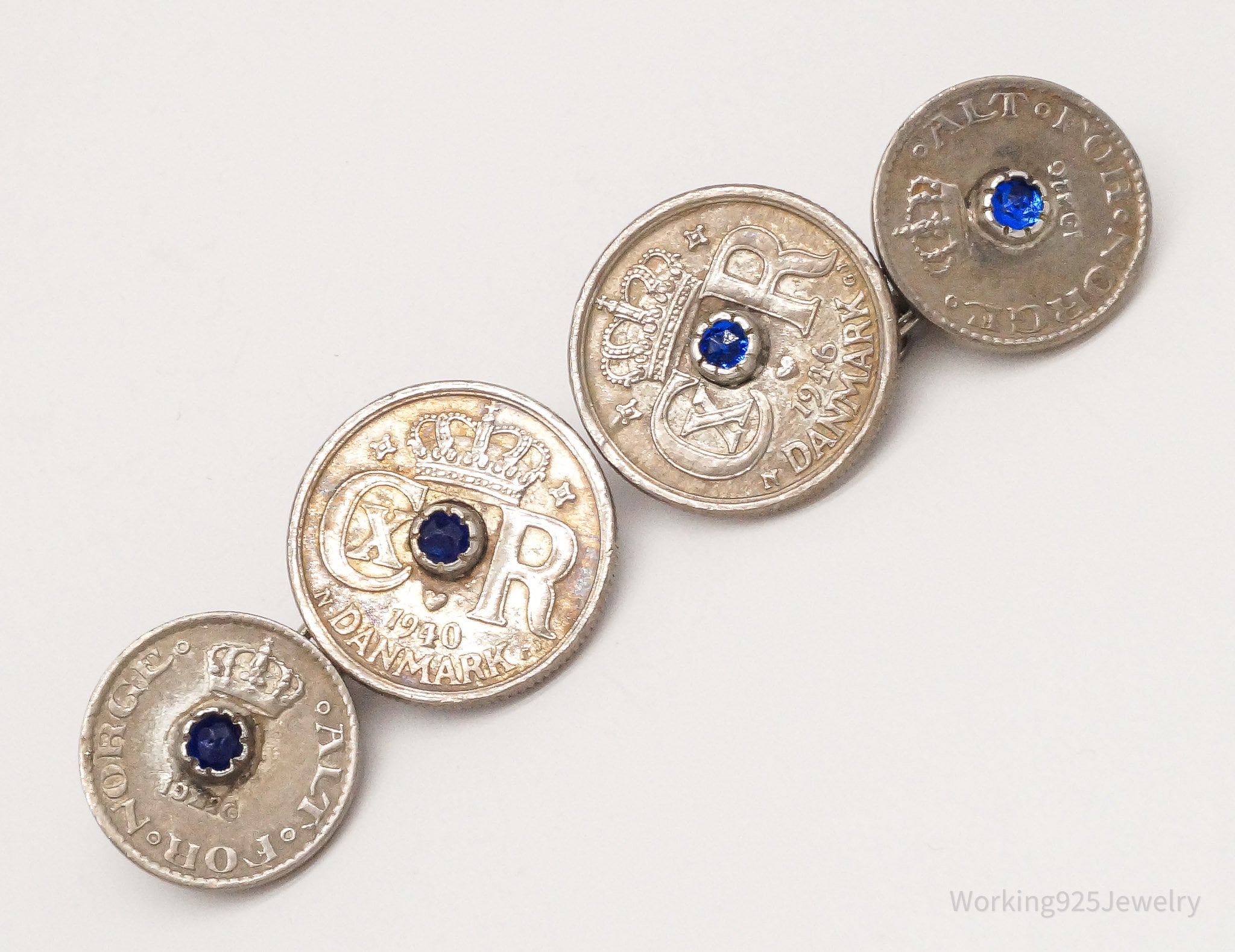 Rare Vintage Denmark Danmark Coins Cufflinks