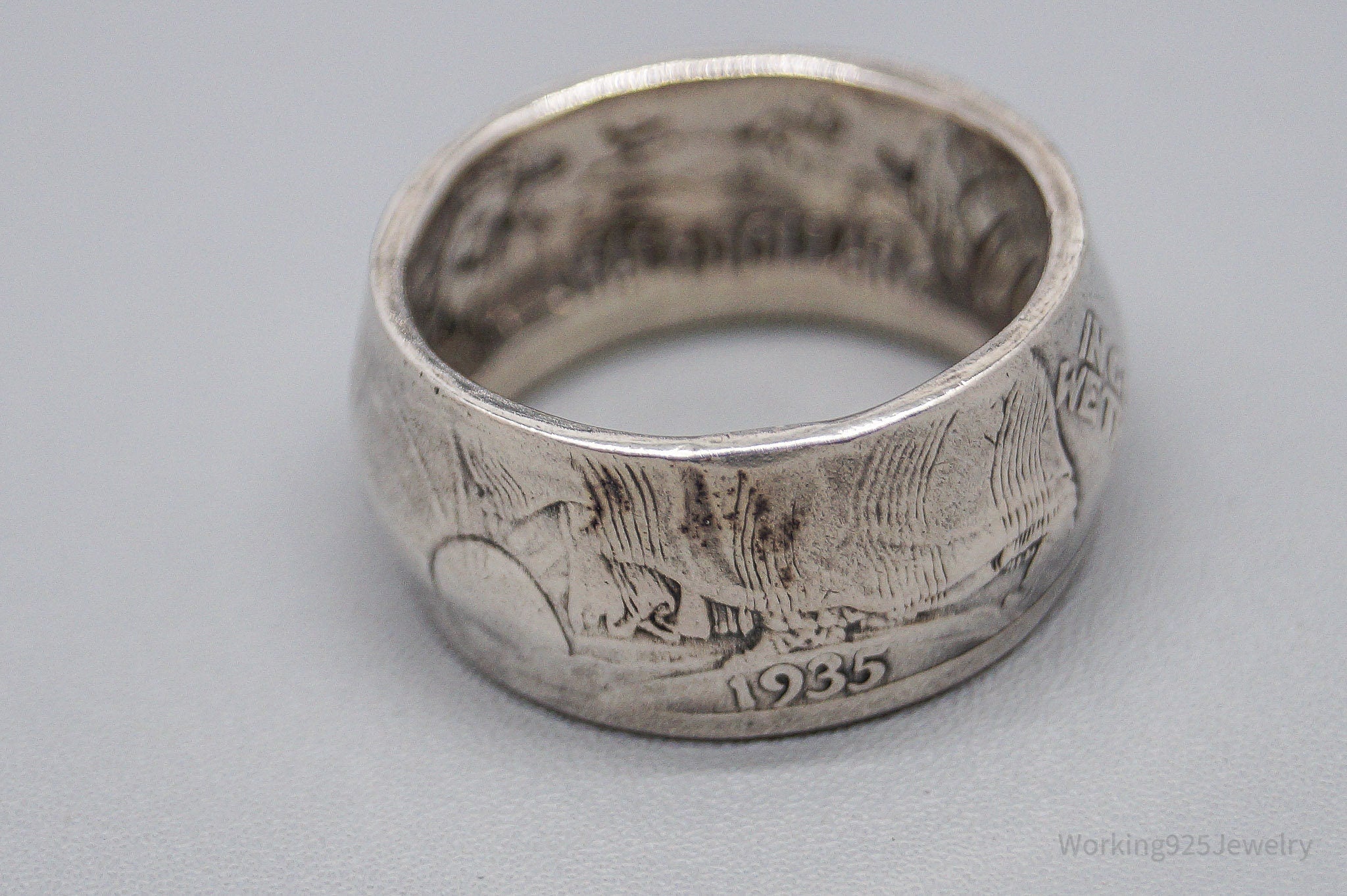 Vintage 1935 Walking Liberty Half Dollar Silver Ring - Size 6.5