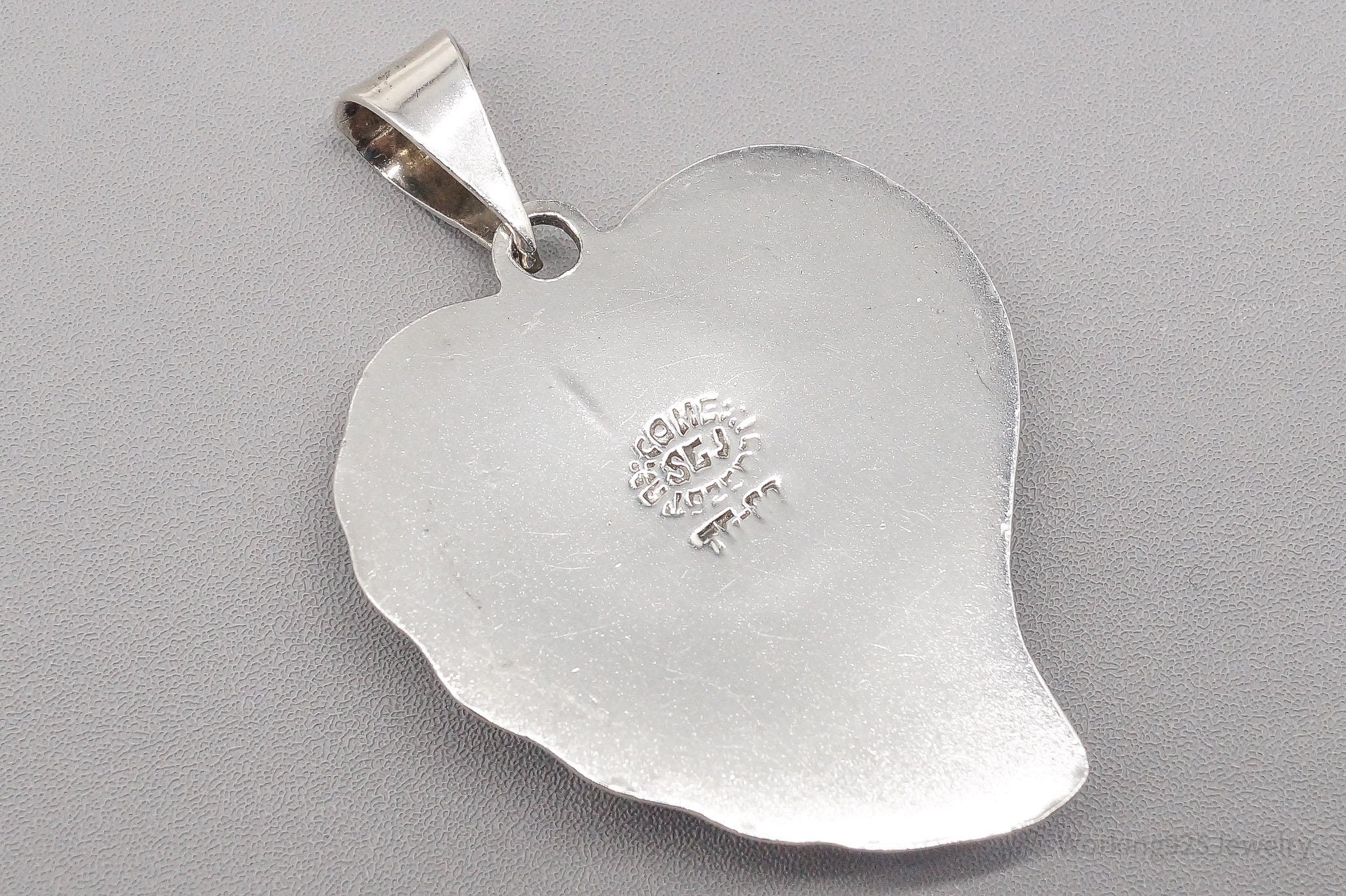 Vintage Large Puffy Heart Sterling Silver Necklace Pendant