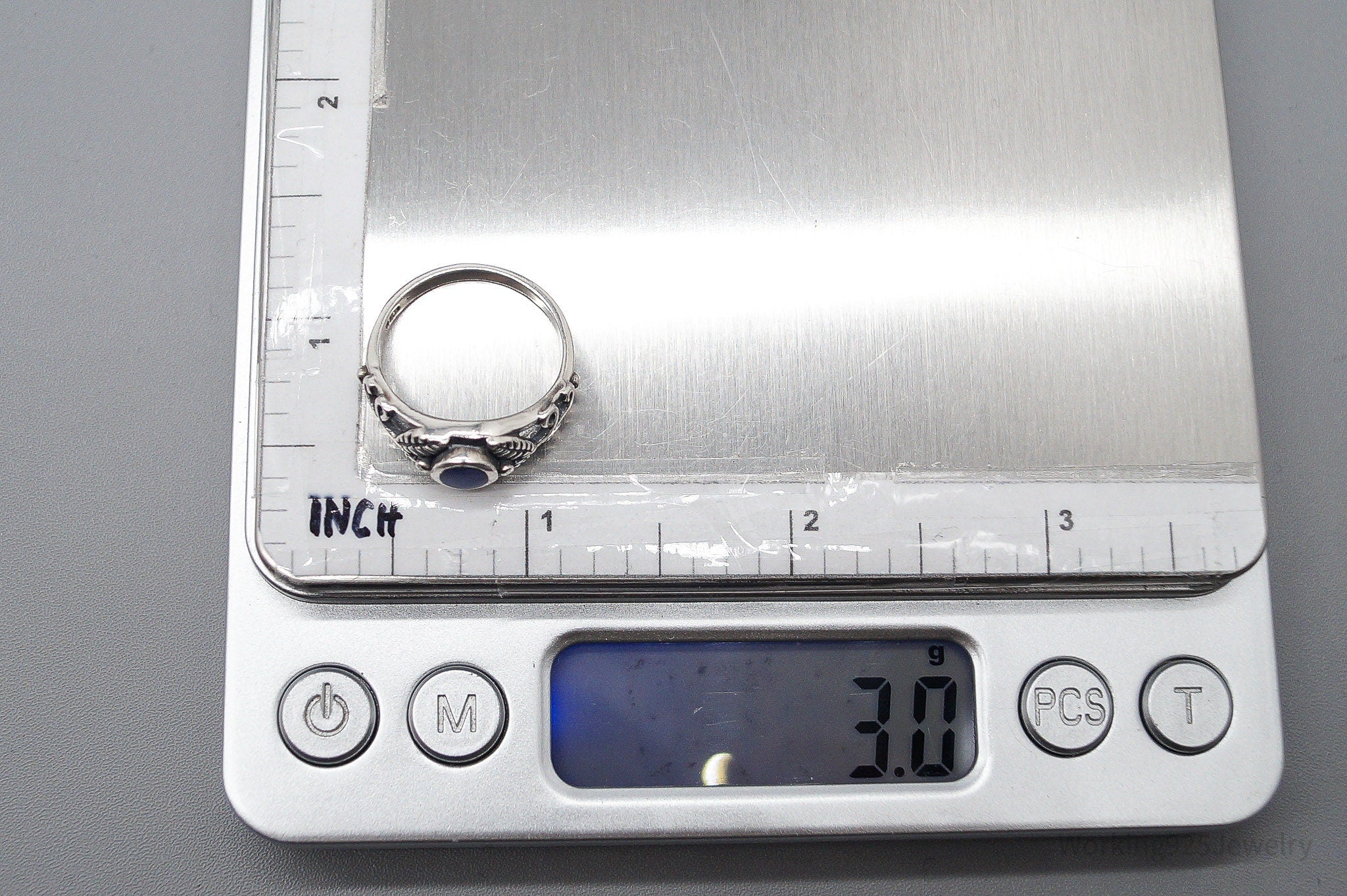 Vintage Lapis Lazuli Sterling Silver Ring - Size 6.75