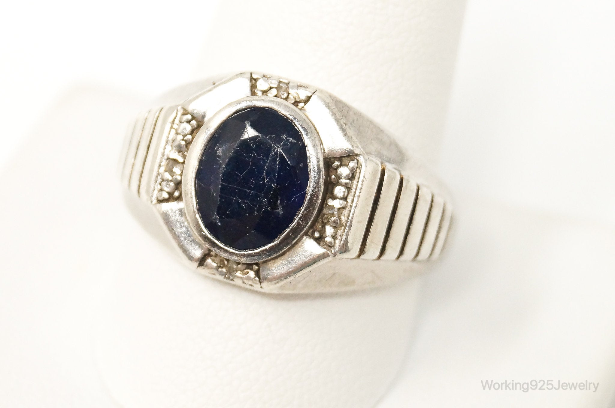 Vintage Sapphire Cubic Zirconia Sterling Silver Ring Size 11