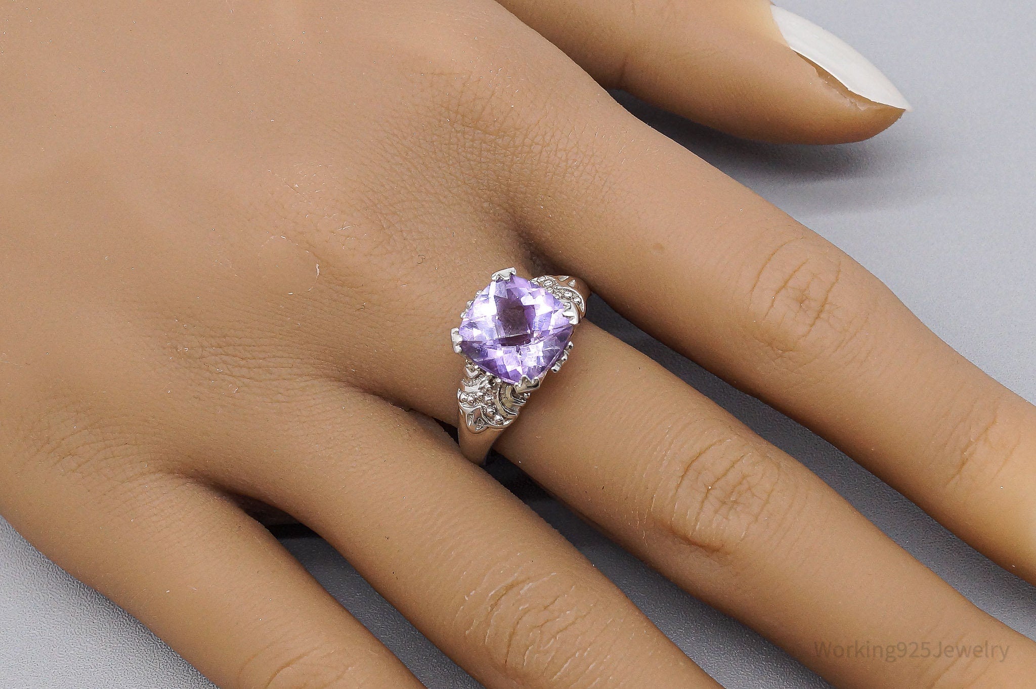 JTV OJC Amethyst Sterling Silver Ring - Size 8.5