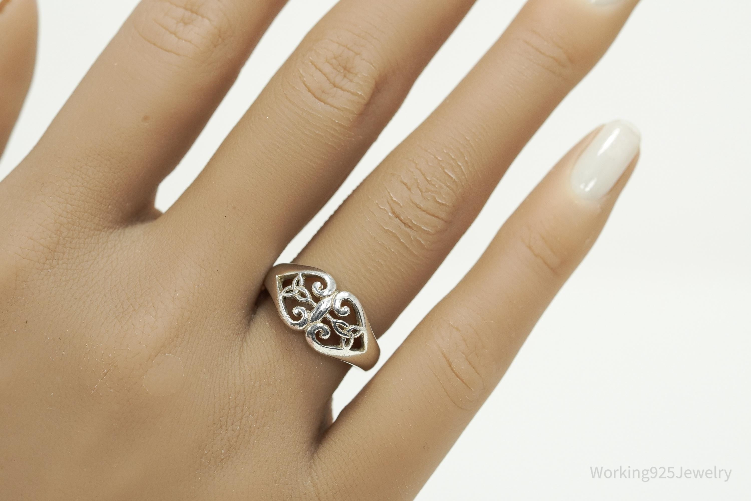 Vintage PSCL Trinity Celtic Knot Sterling Silver Ring - Size 7