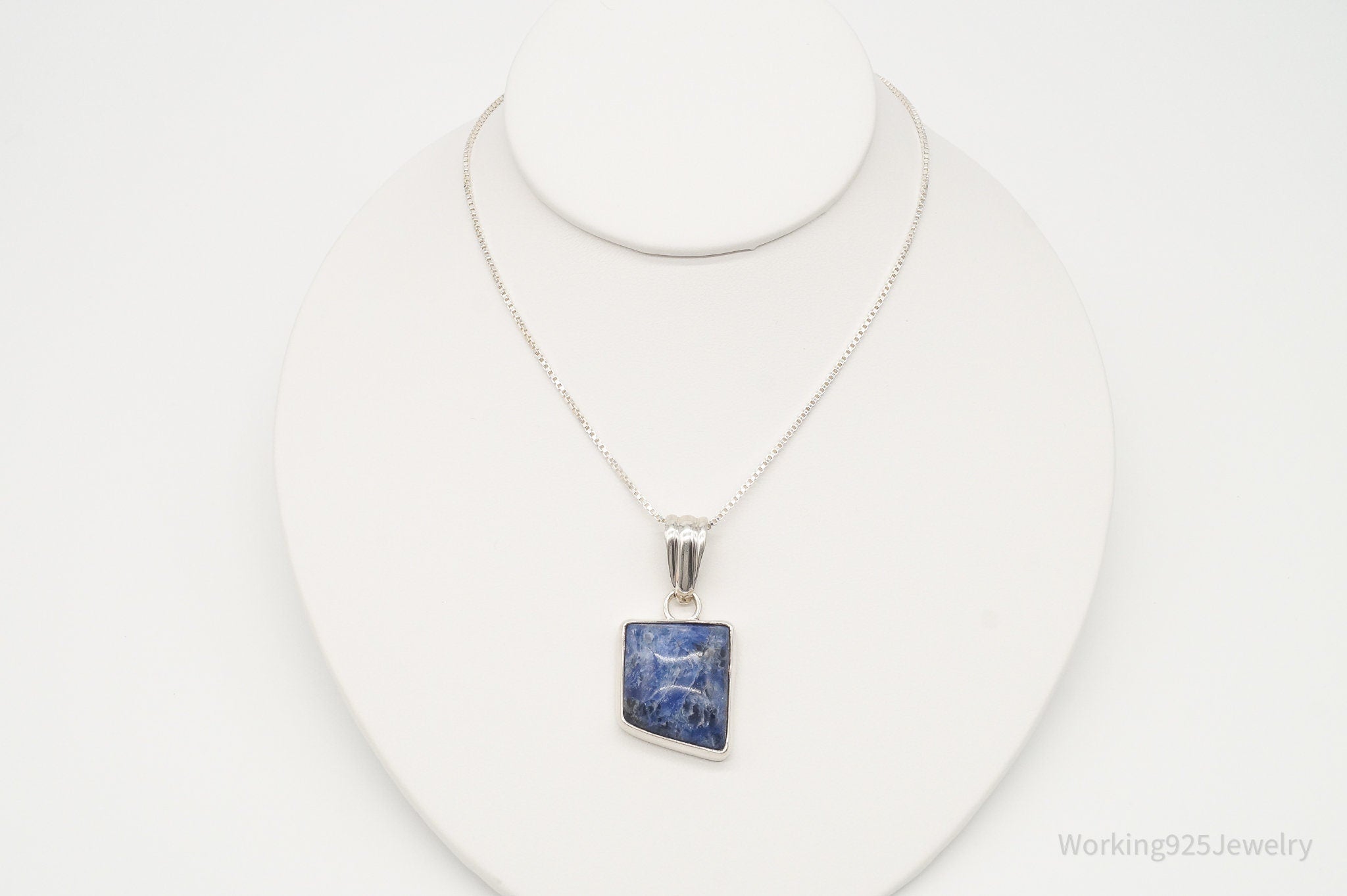 Vintage Large Sodalite Sterling Silver Necklace