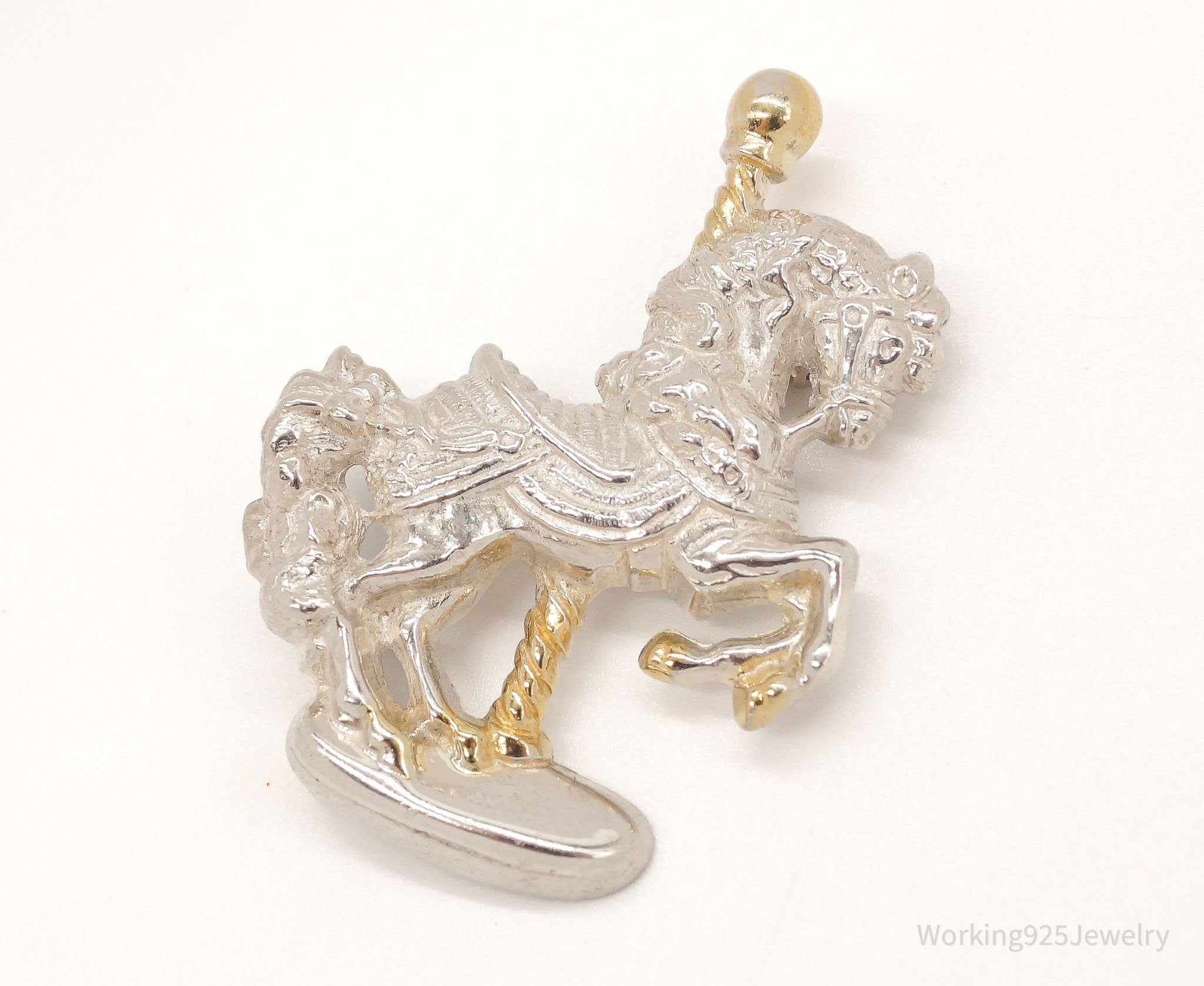 Vintage Gorham Merry-Go-Round Carousel Horse Gold Vermeil Sterling Silver Pin