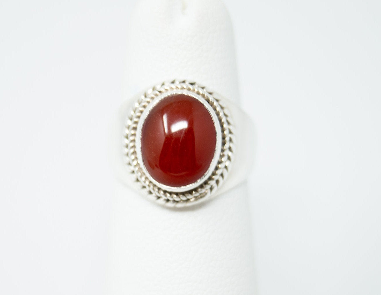 Vintage Western Style Carnelian Sterling Silver Ring - Size 3.5