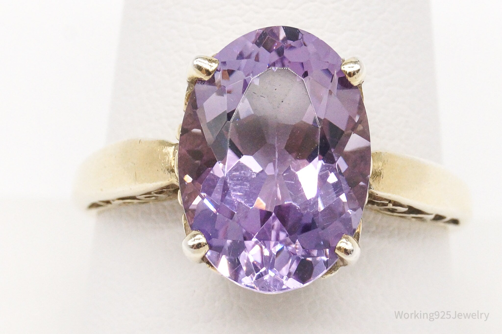 Vintage Designer KABANA Amethyst Gold Vermeil Sterling Silver Ring - Size 10