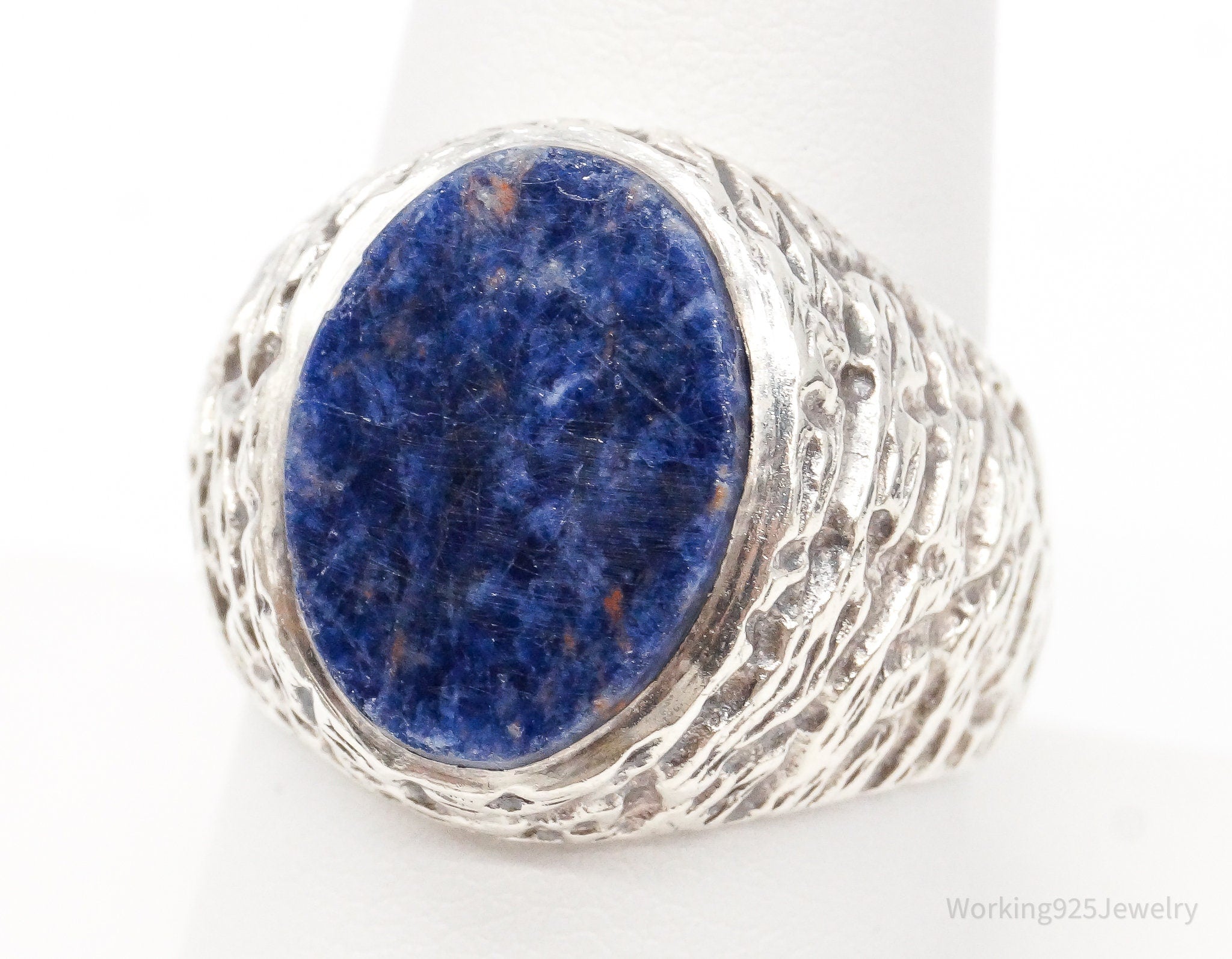 Vintage Large Sodalite Sterling Silver Ring - Size 9.25