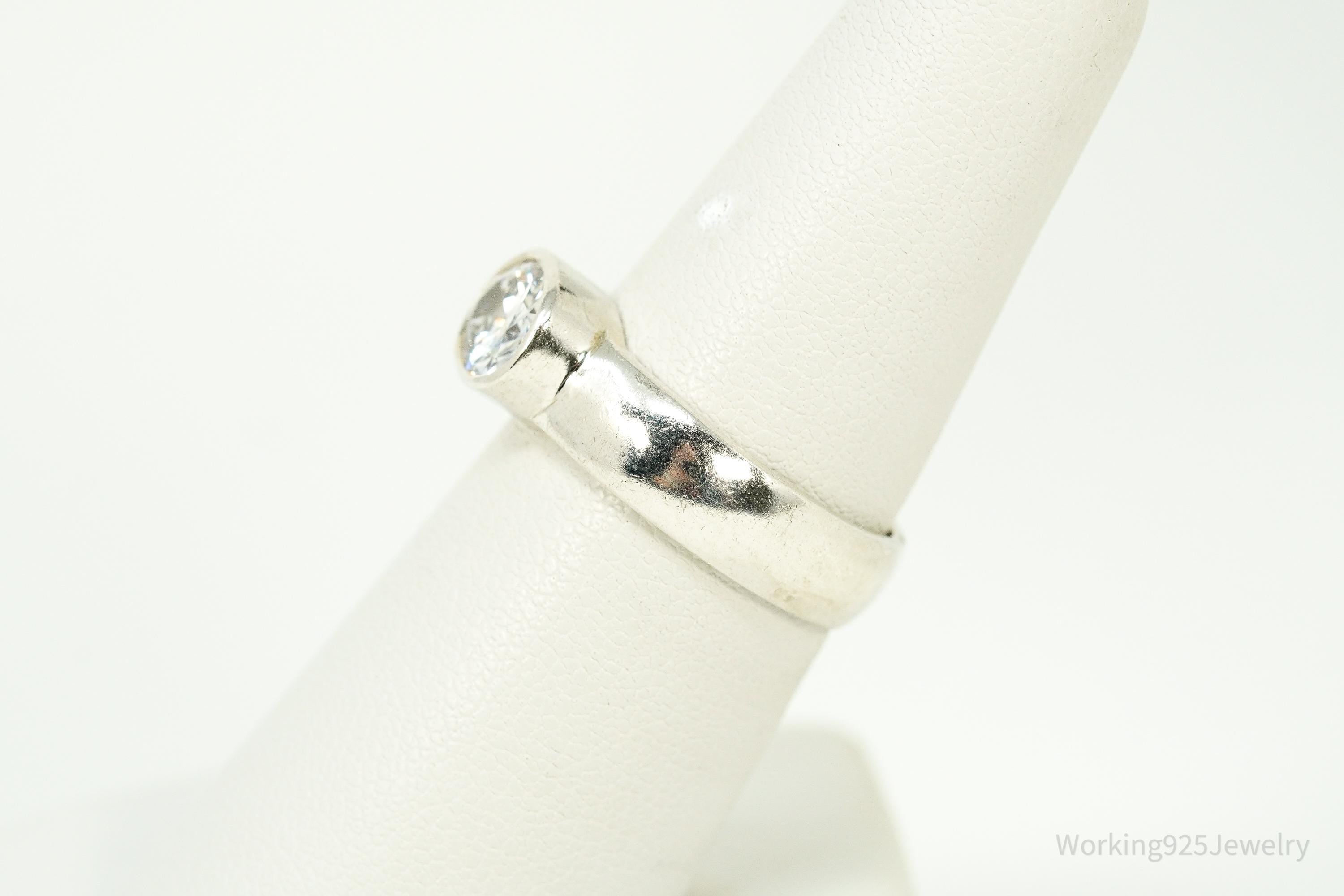 Vintage Cubic Zirconia Sterling Silver Ring Size 7