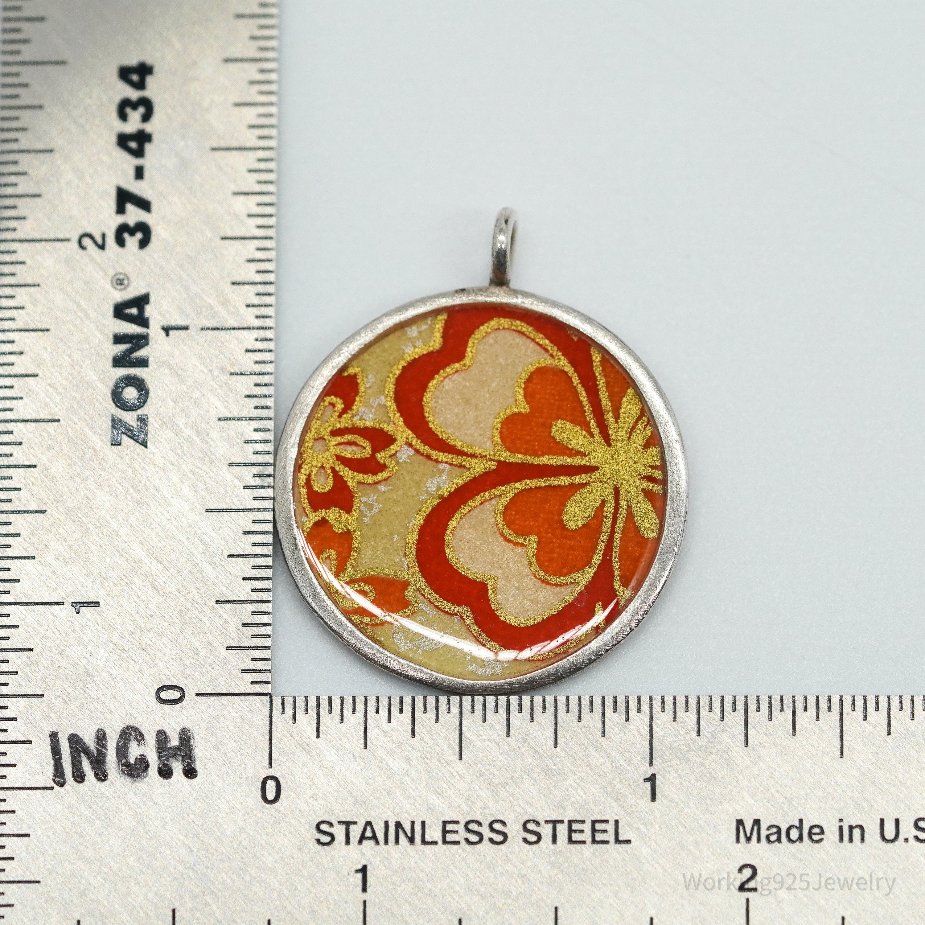 Vintage Designer S. Fleming Flowers Sterling Silver Necklace Pendant