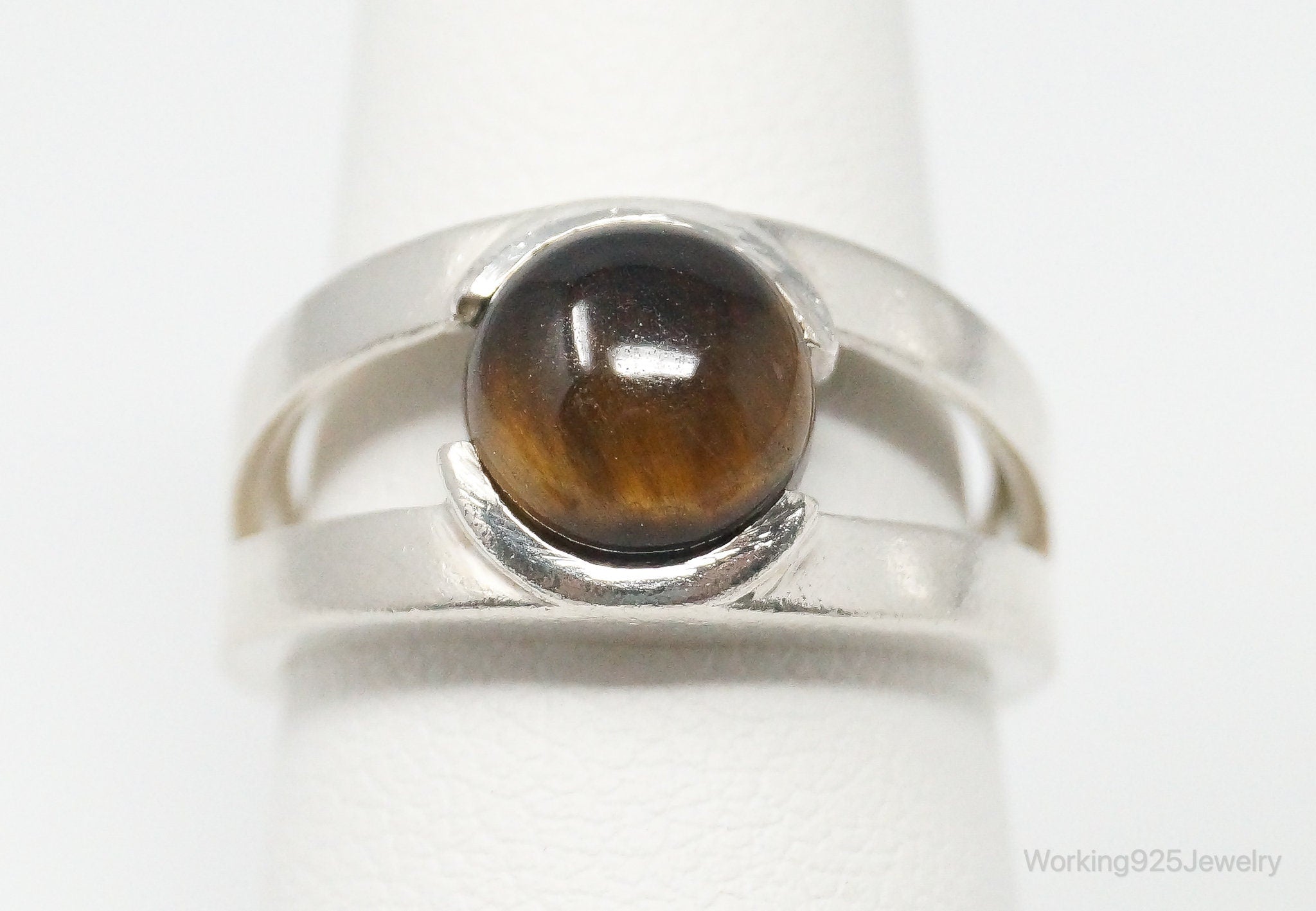 Vintage Tigers Eye Sterling Silver Ring - Size 6.75