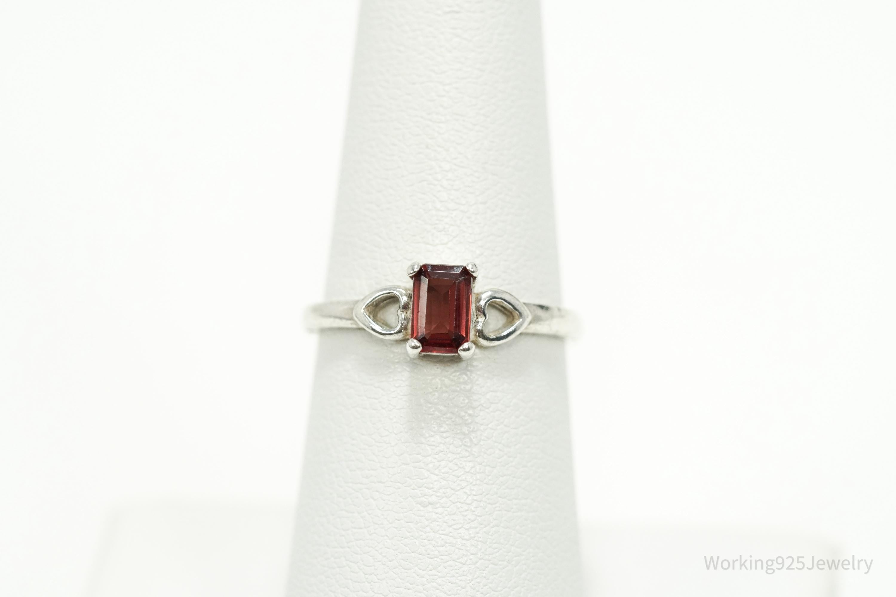 Vintage Garnet Sterling Silver Ring - Size 6.5