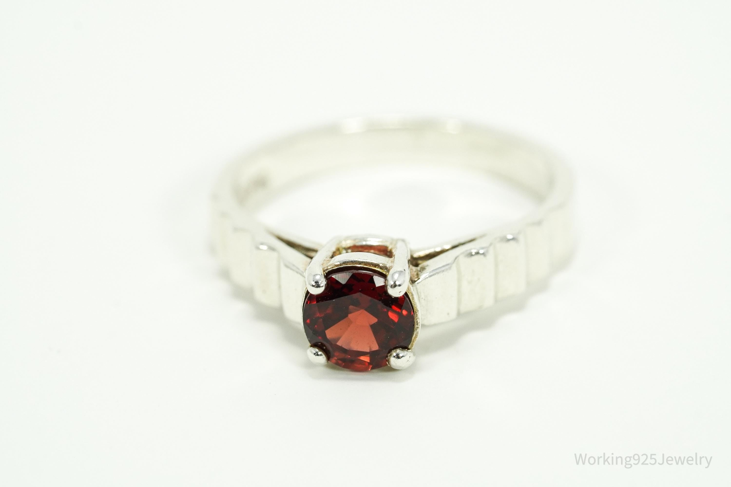 Vintage Garnet Sterling Silver Ring - Size 7.25