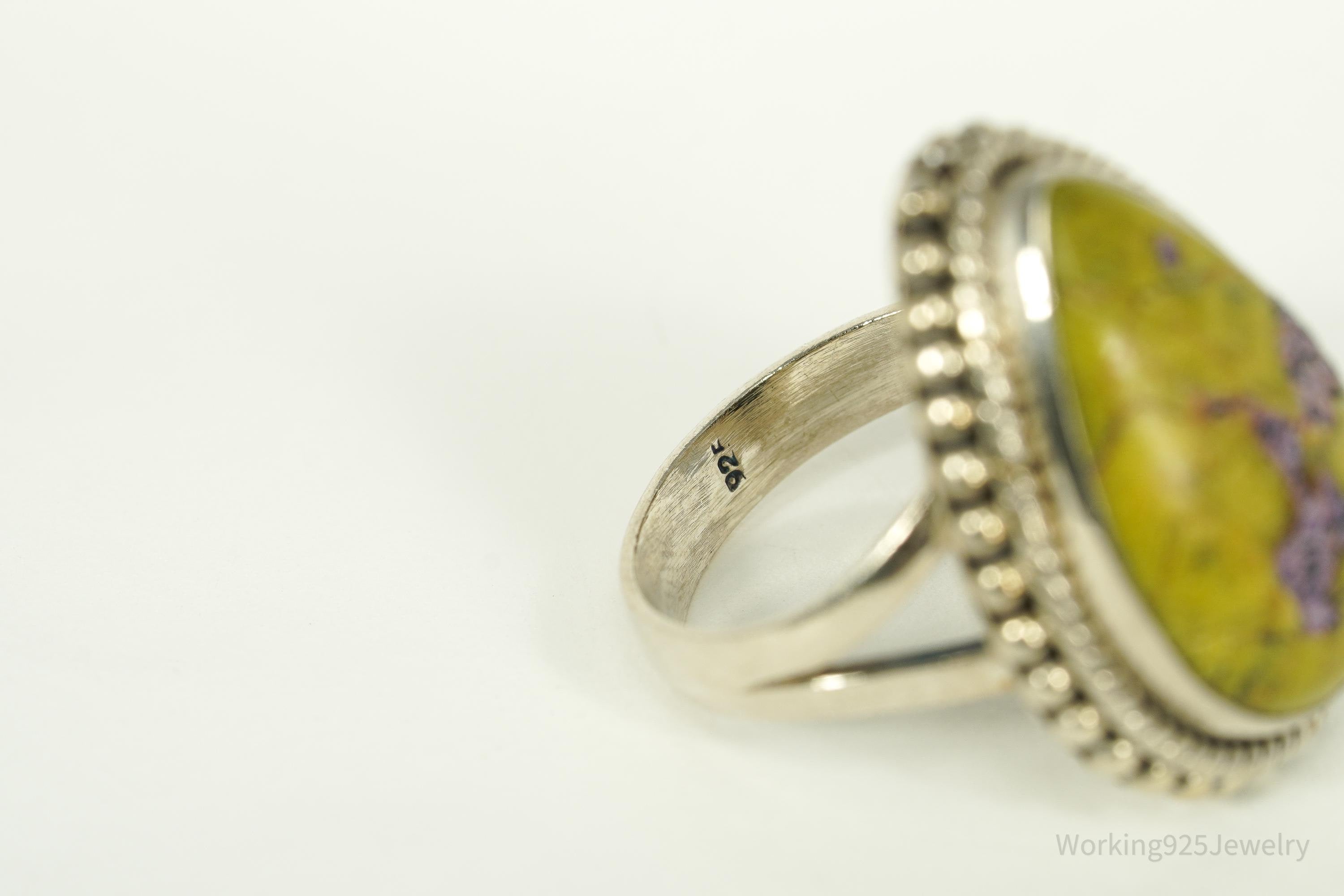 Vintage Large Atlantisite Sterling Silver Ring - Size 6