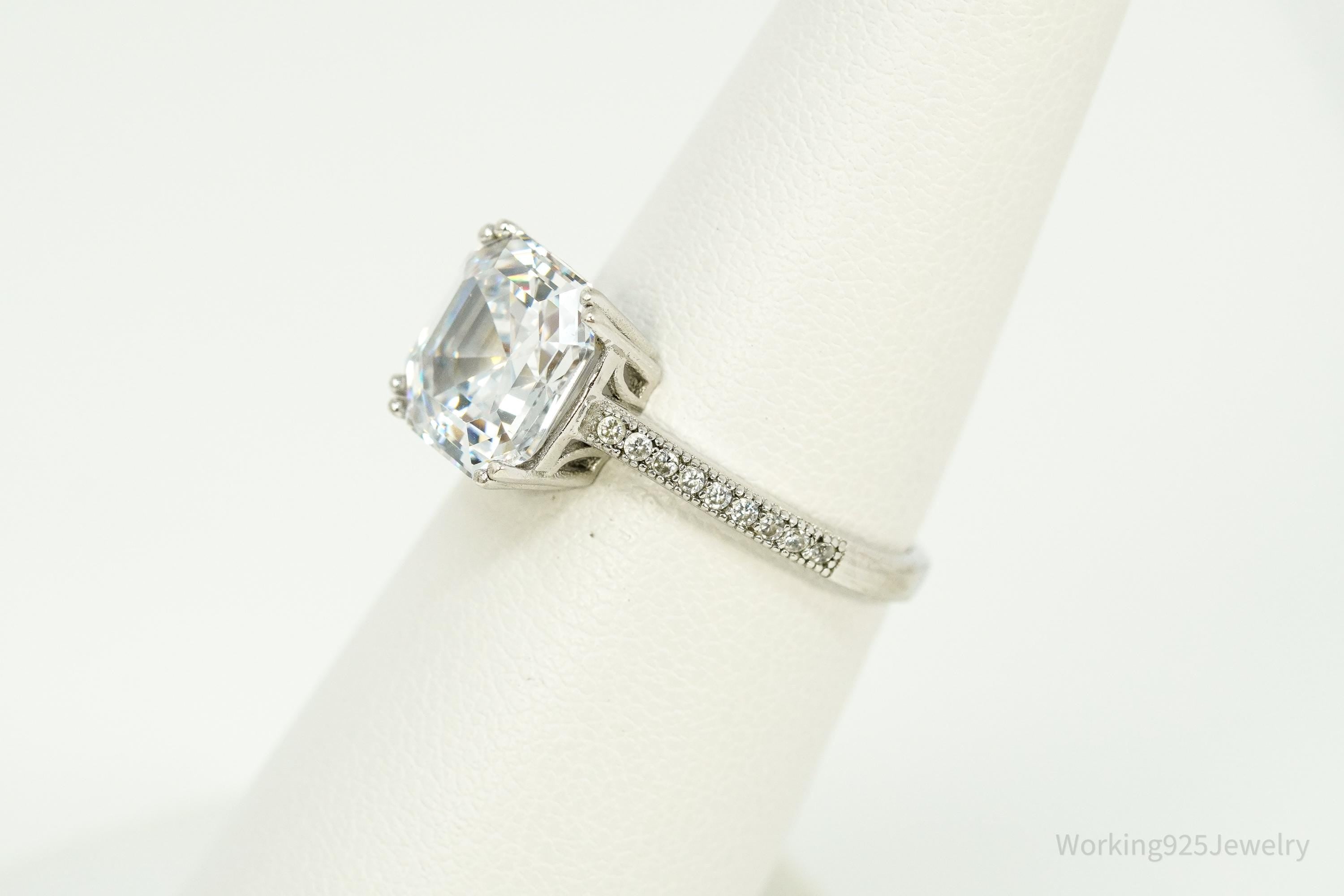 Vintage Cubic Zirconia Sterling Silver Ring Size 6.25
