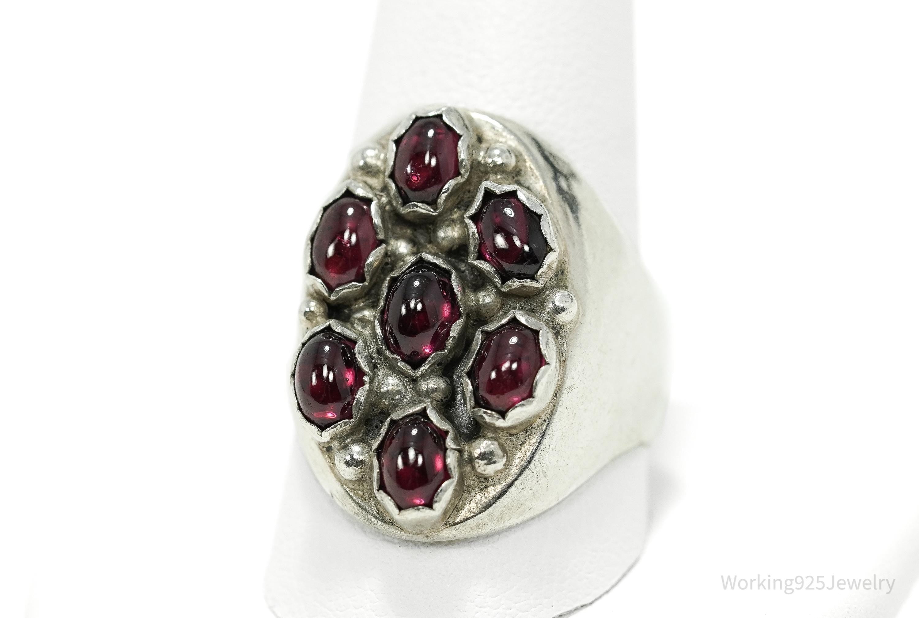 Vintage Rhodolite Garnet Sterling Silver Ring - Size 10.75