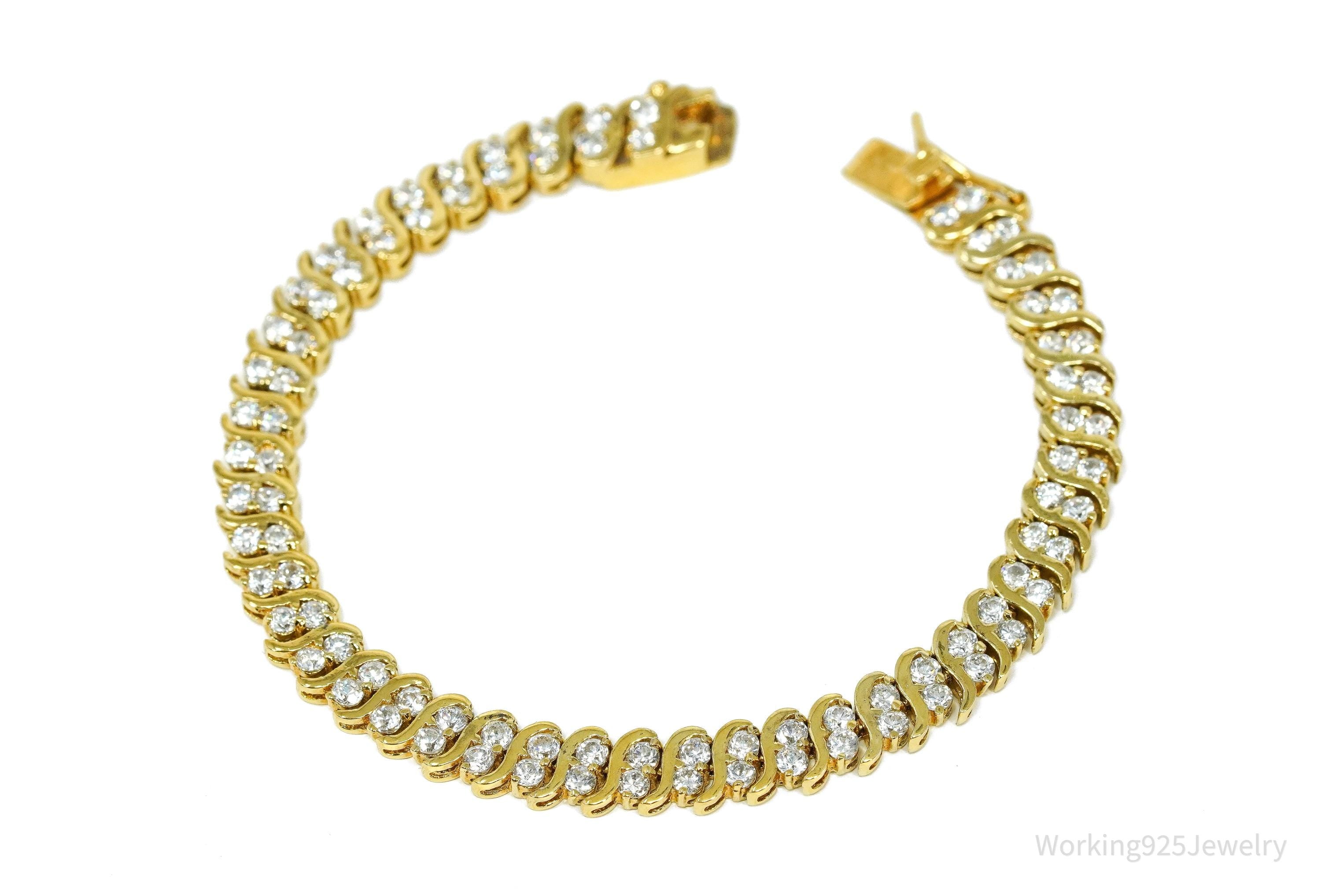 Vintage Designer DBJ Cubic Zirconia Gold Vermeil Sterling Silver Bracelet