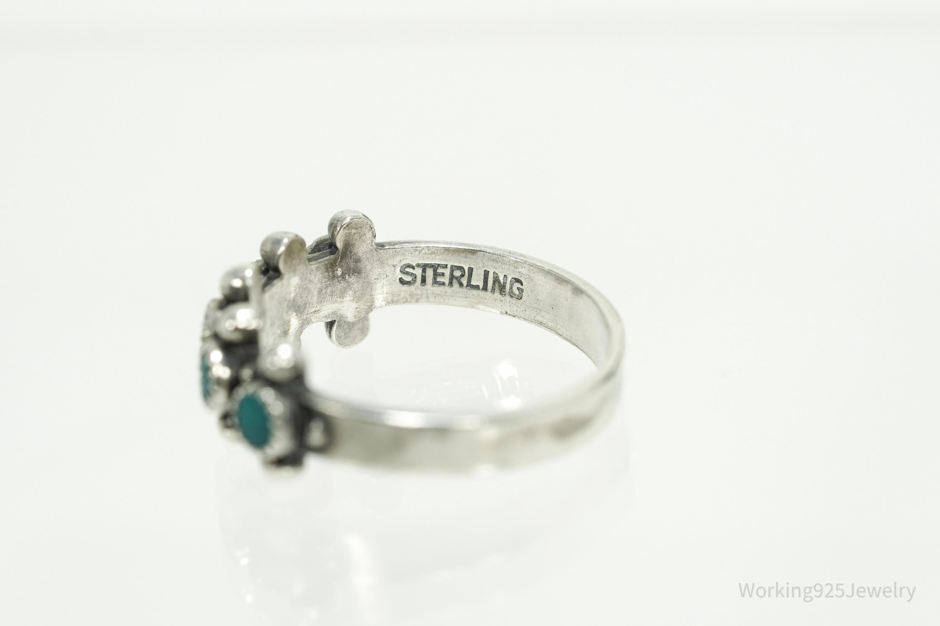 Vintage Native American Turquoise Sterling Silver Ring - Size 7