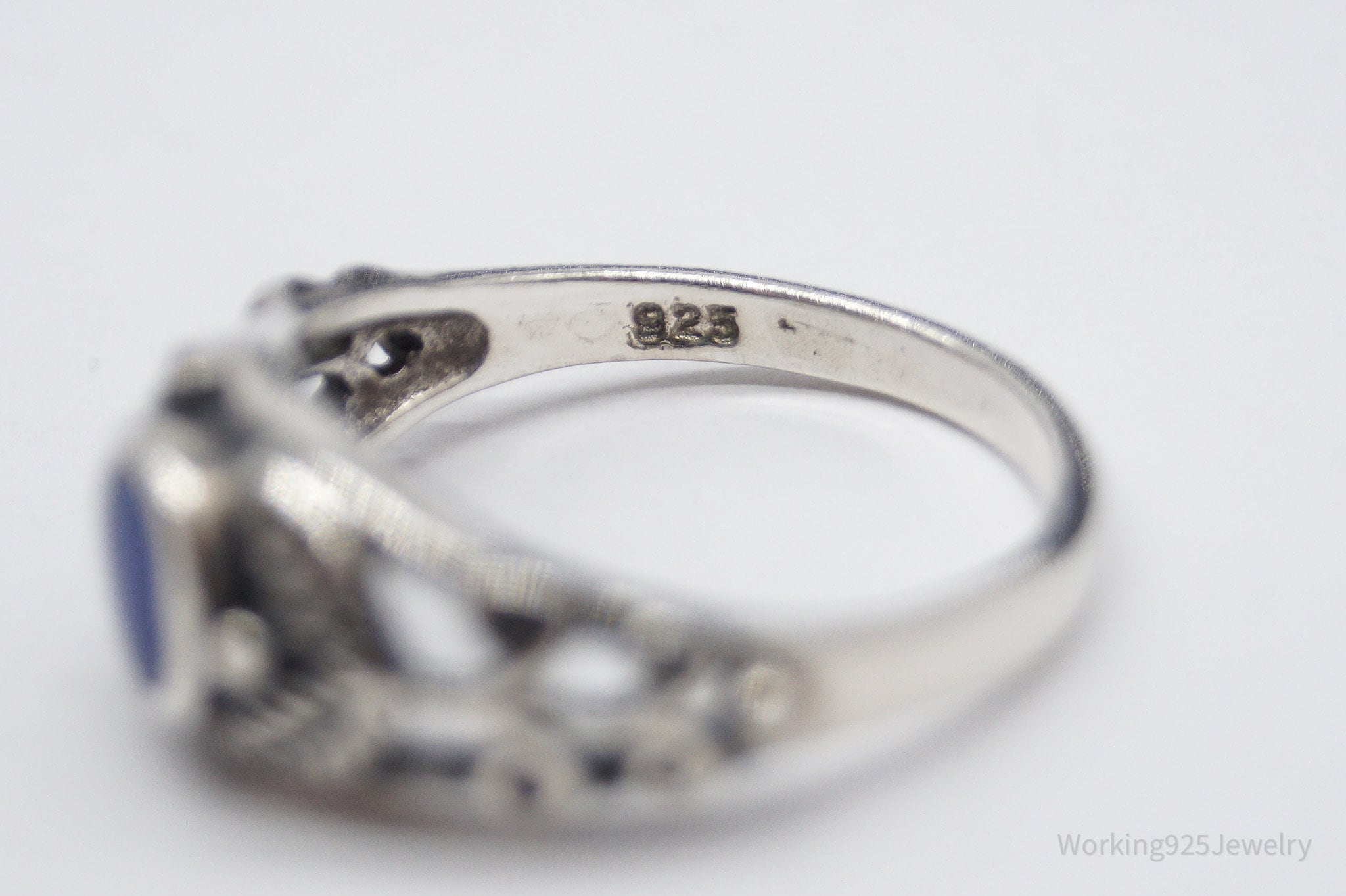 Vintage Lapis Lazuli Sterling Silver Ring - Size 6.75