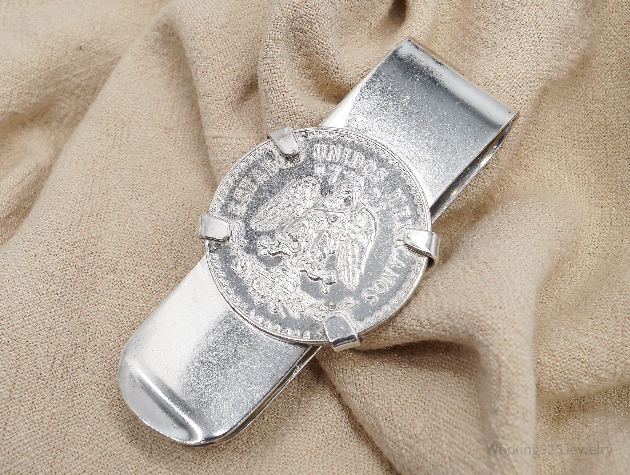 Vintage Maciel ESTADOS UNIDOS MEXICANOS 20 Centavos Silver Coin Money Clip