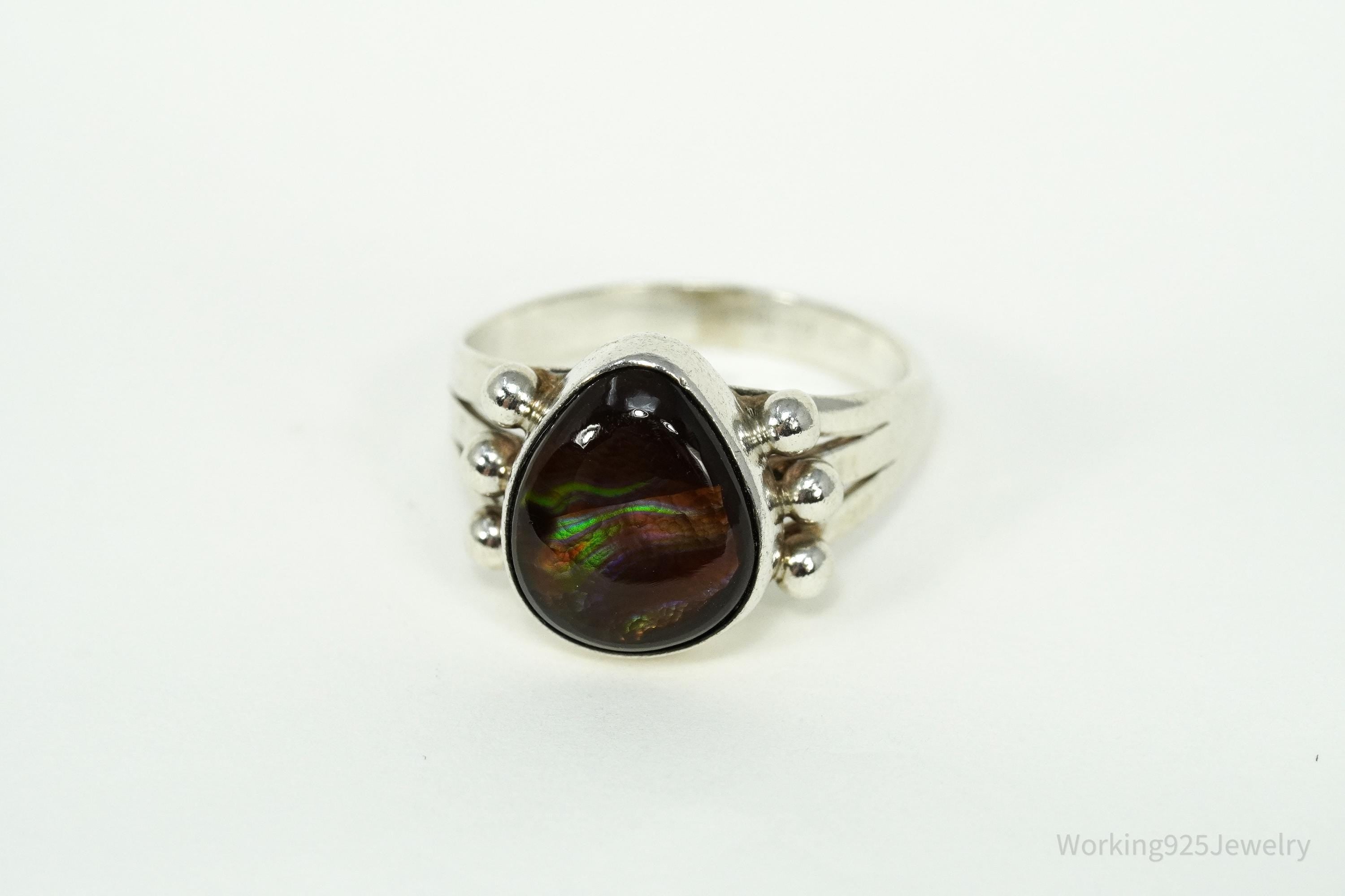 Vintage Mexico Fire Agate Sterling Silver Ring - Size 9