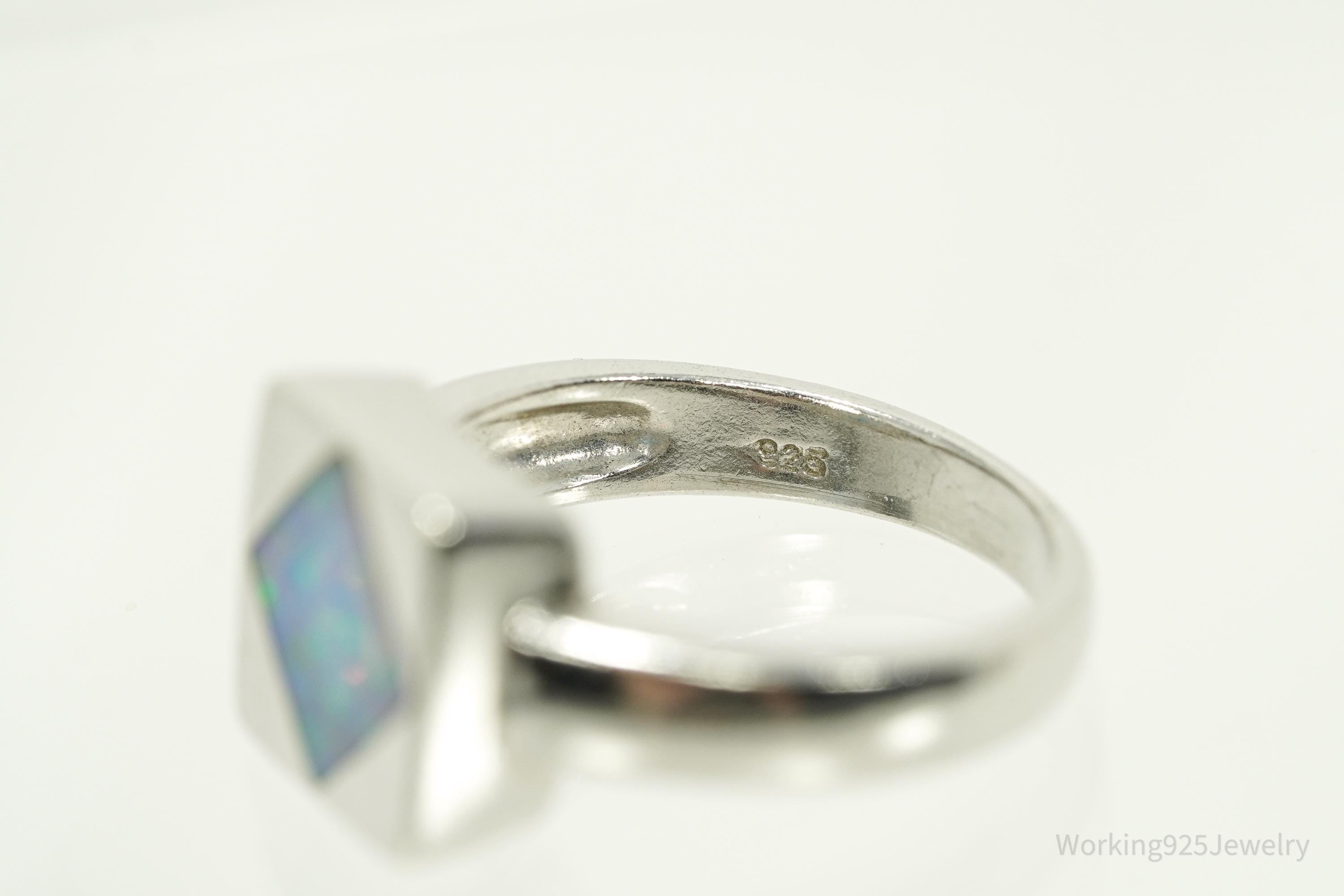 Vintage Opal Inlay Sterling Silver Ring - Size 6