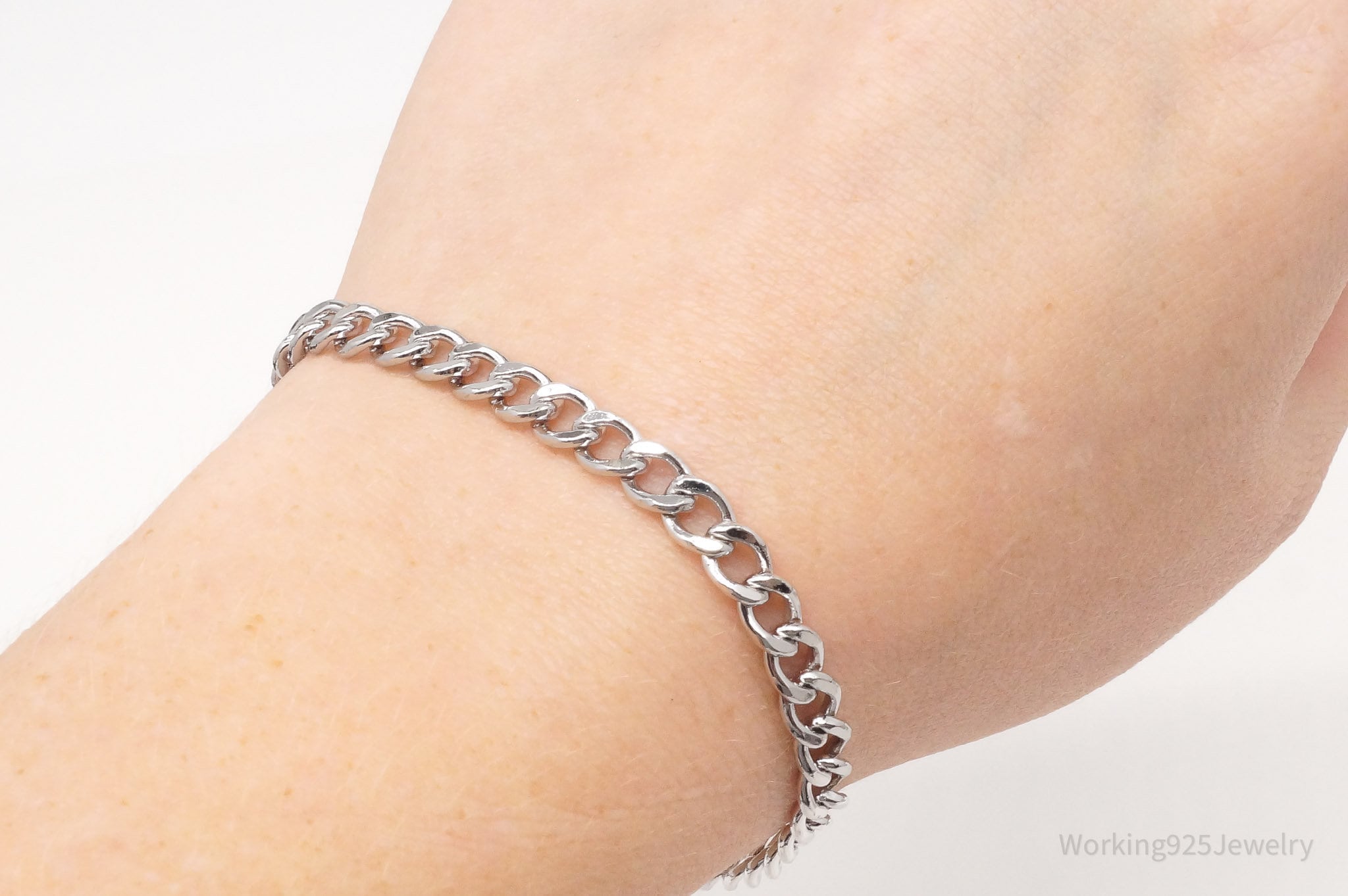 Antique Sterling Silver Curb Chain Bracelet