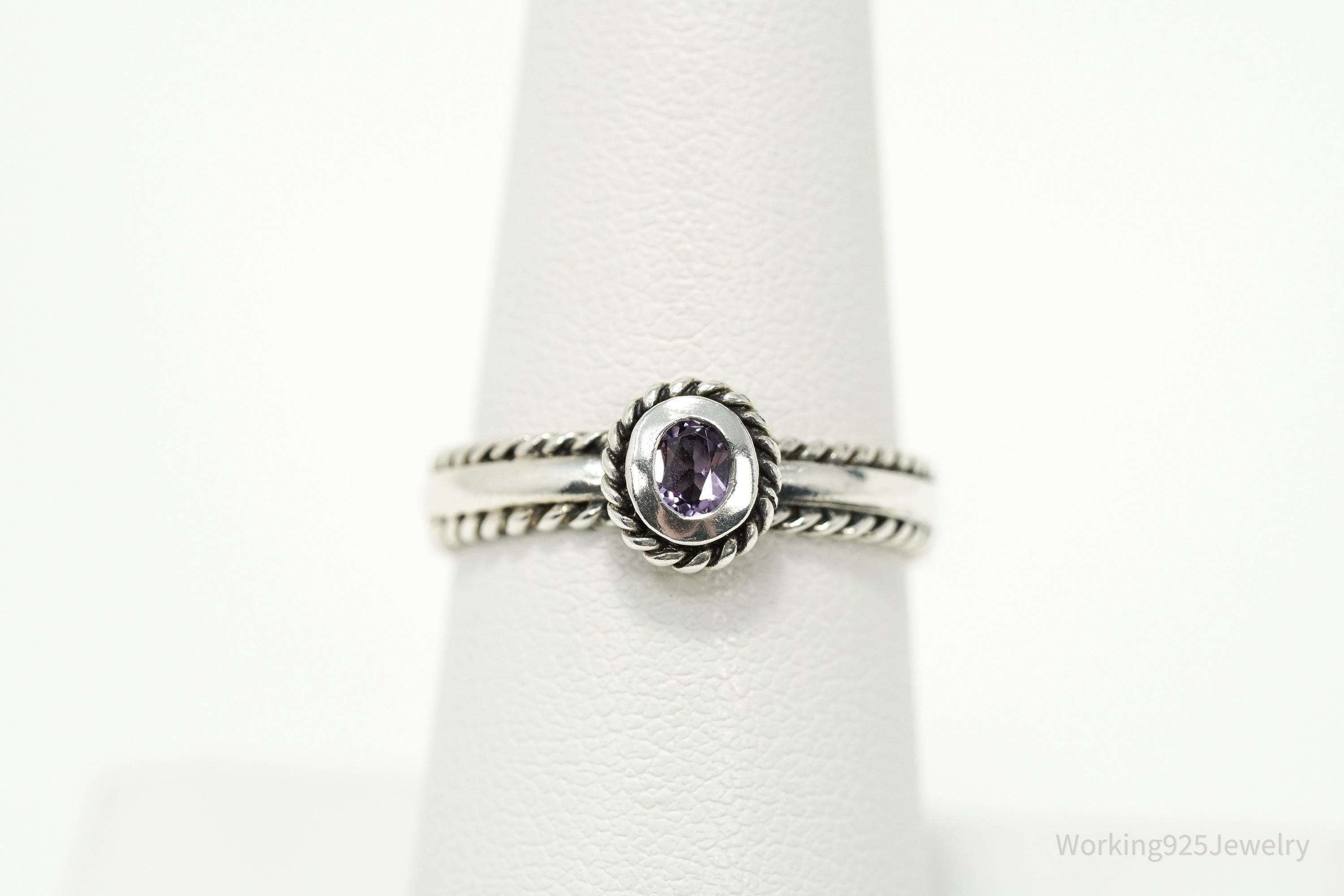Vintage CNA Purple Amethyst Sterling Silver Ring - Size 7