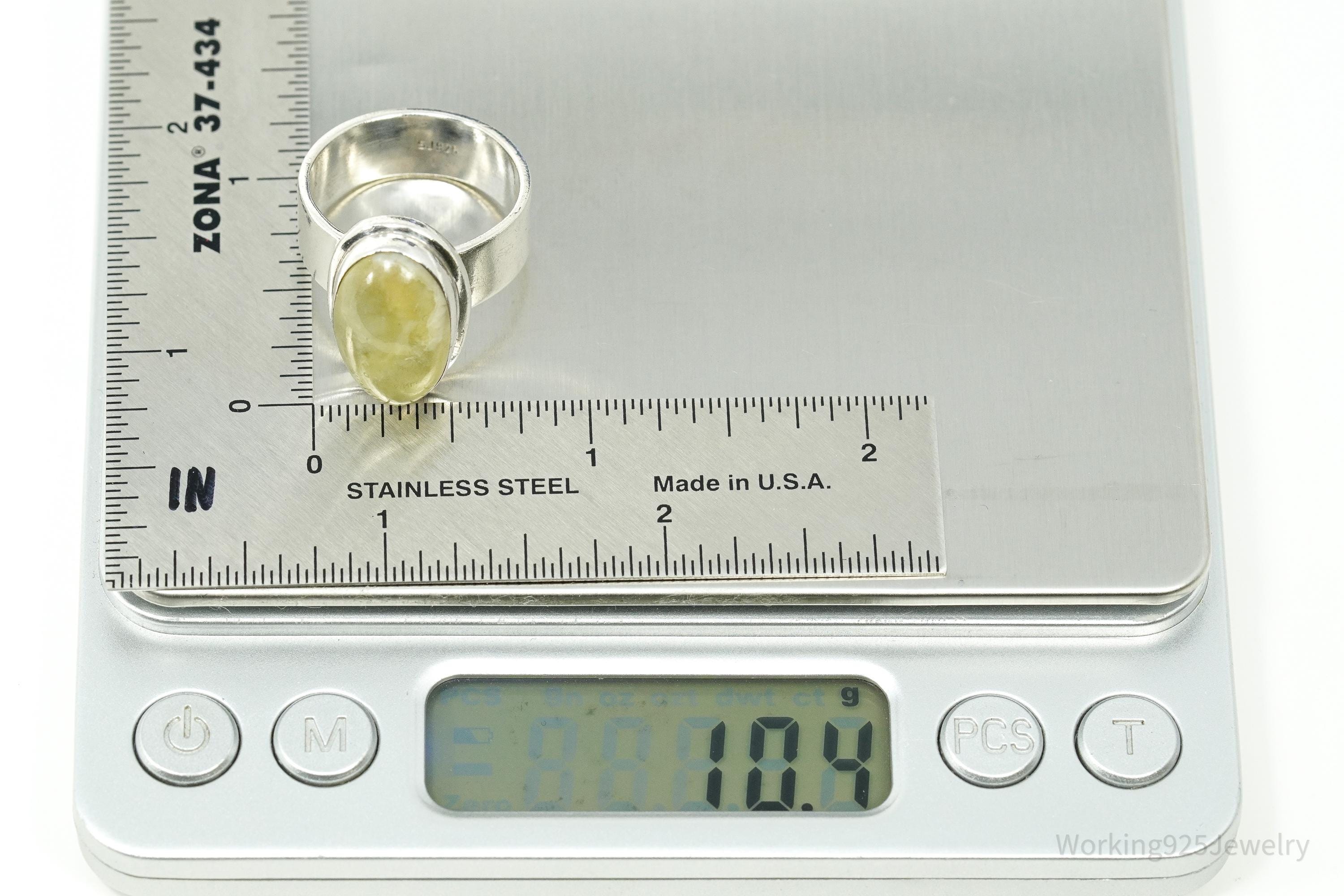 Vintage Lemon Citrine Sterling Silver Wrap Ring - Size 9 Adjustable