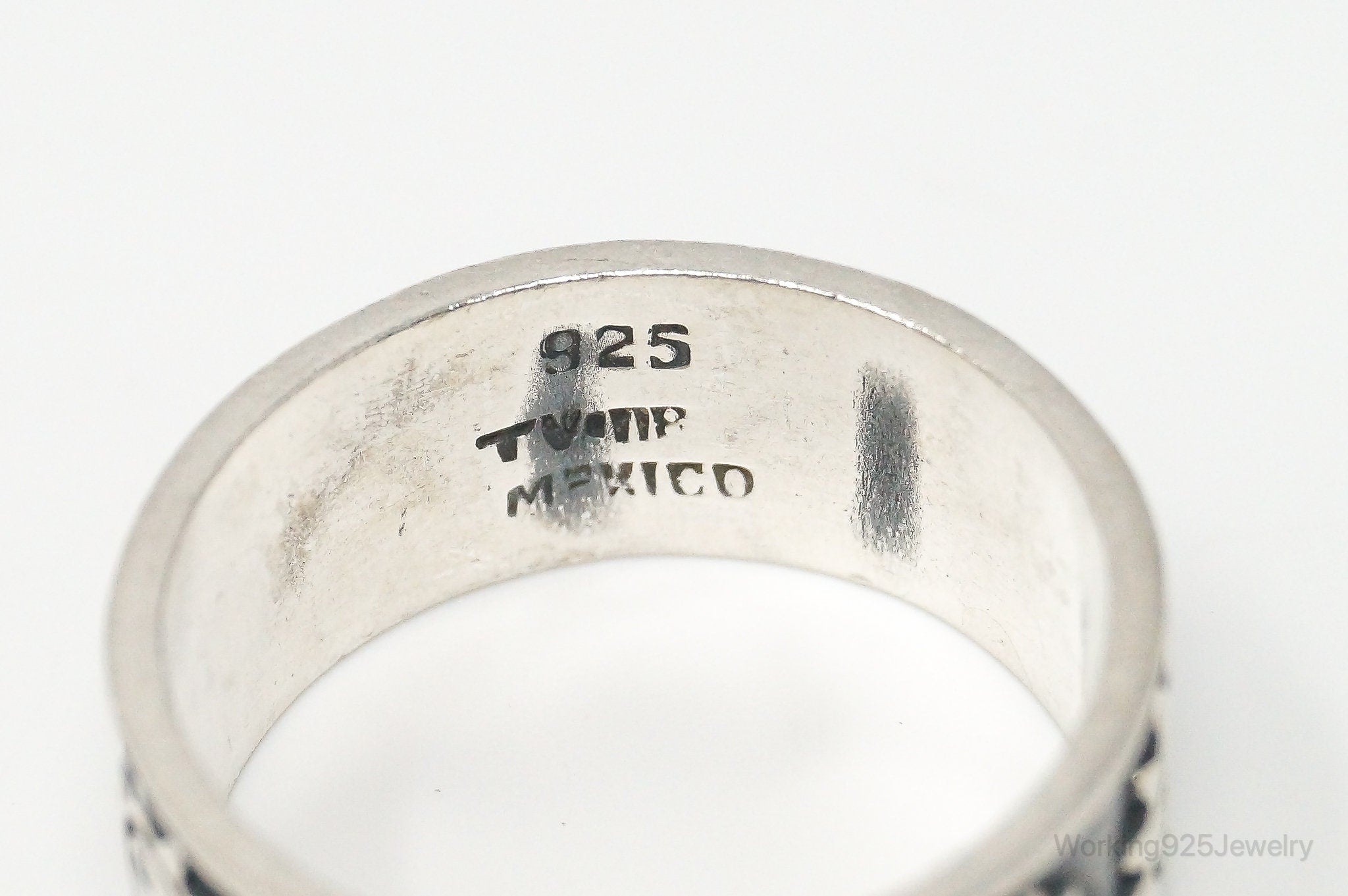 Vintage Mexico Sun Sterling Silver Band Ring - Size 12.75