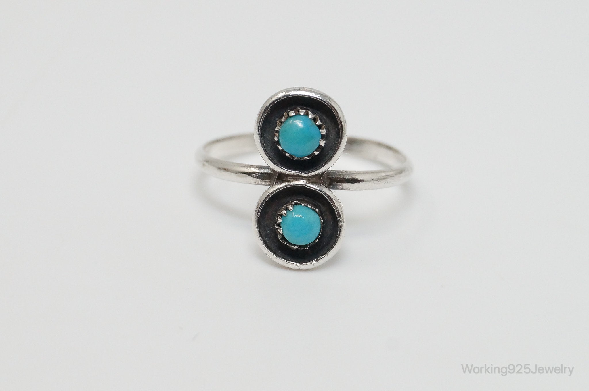 VTG Handmade Native American Turquoise Unsigned Sterling Silver Ring - SZ 5.5