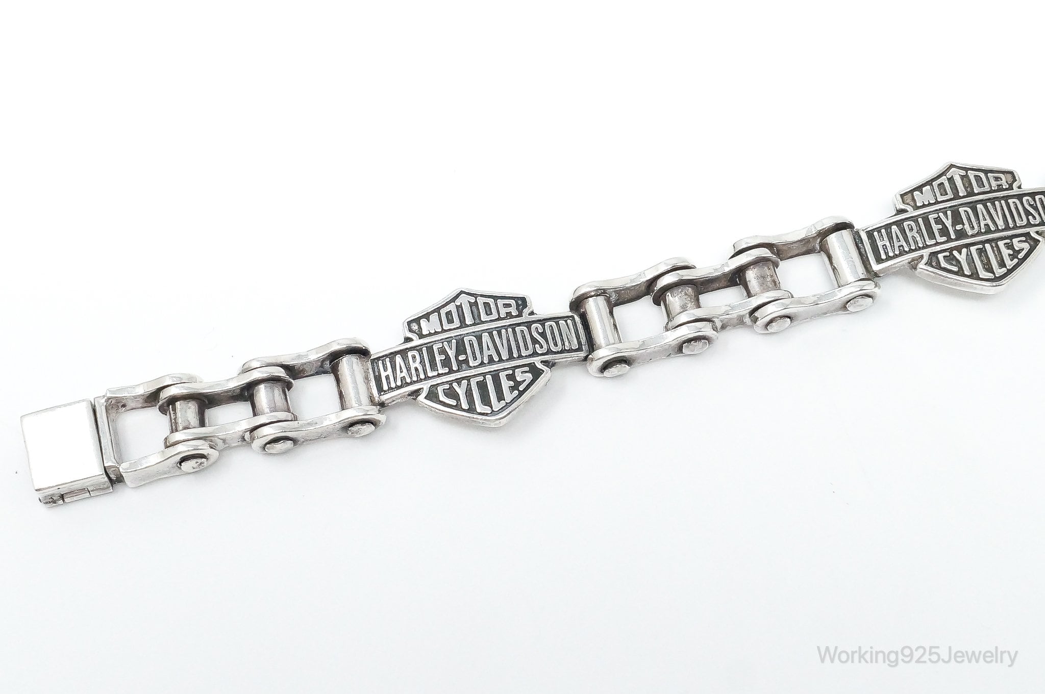 Vintage Harley Davidson Bike Chain Sterling Silver Bracelet