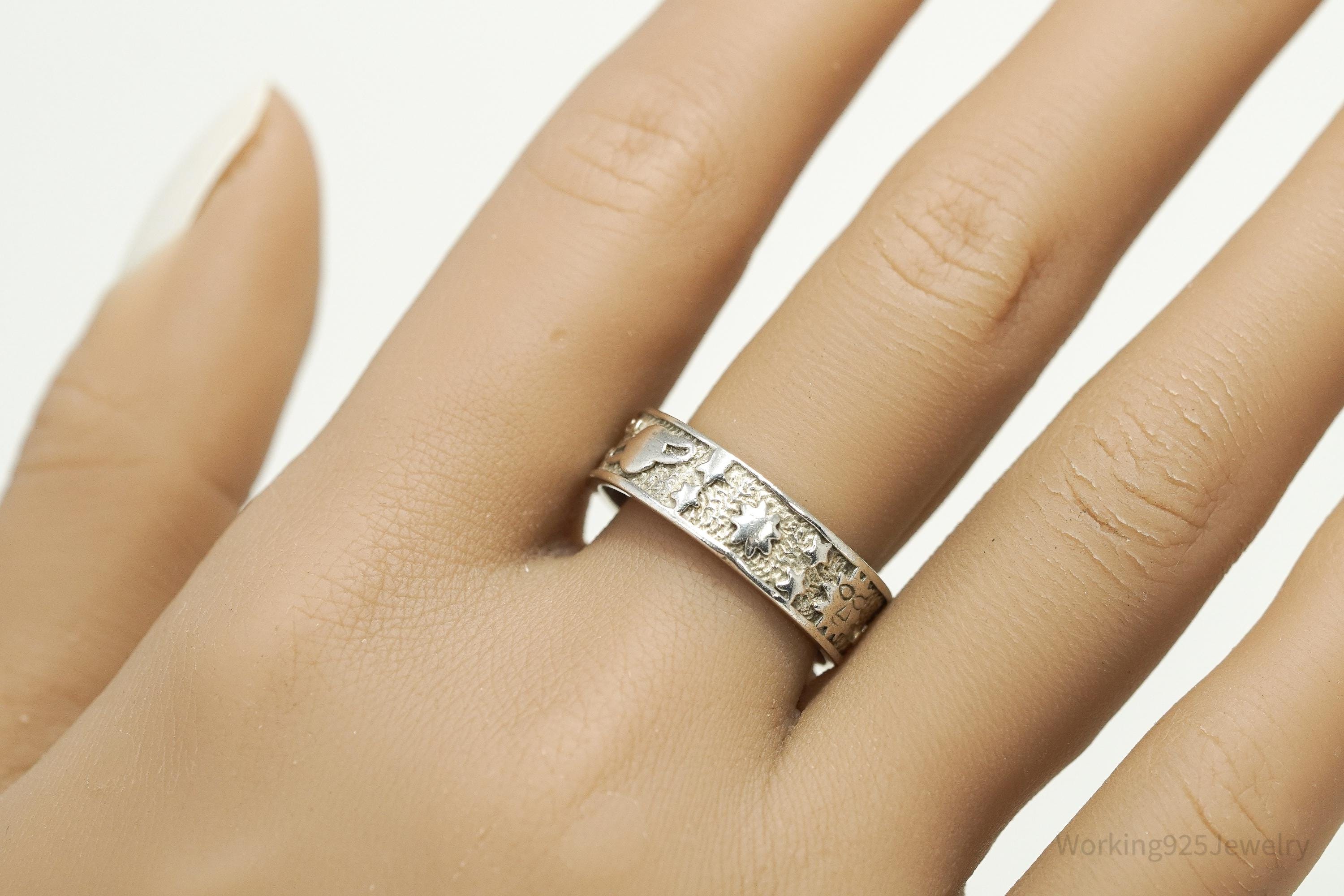 Vintage Space Galaxy Sterling Silver Band Ring - Size 10.25