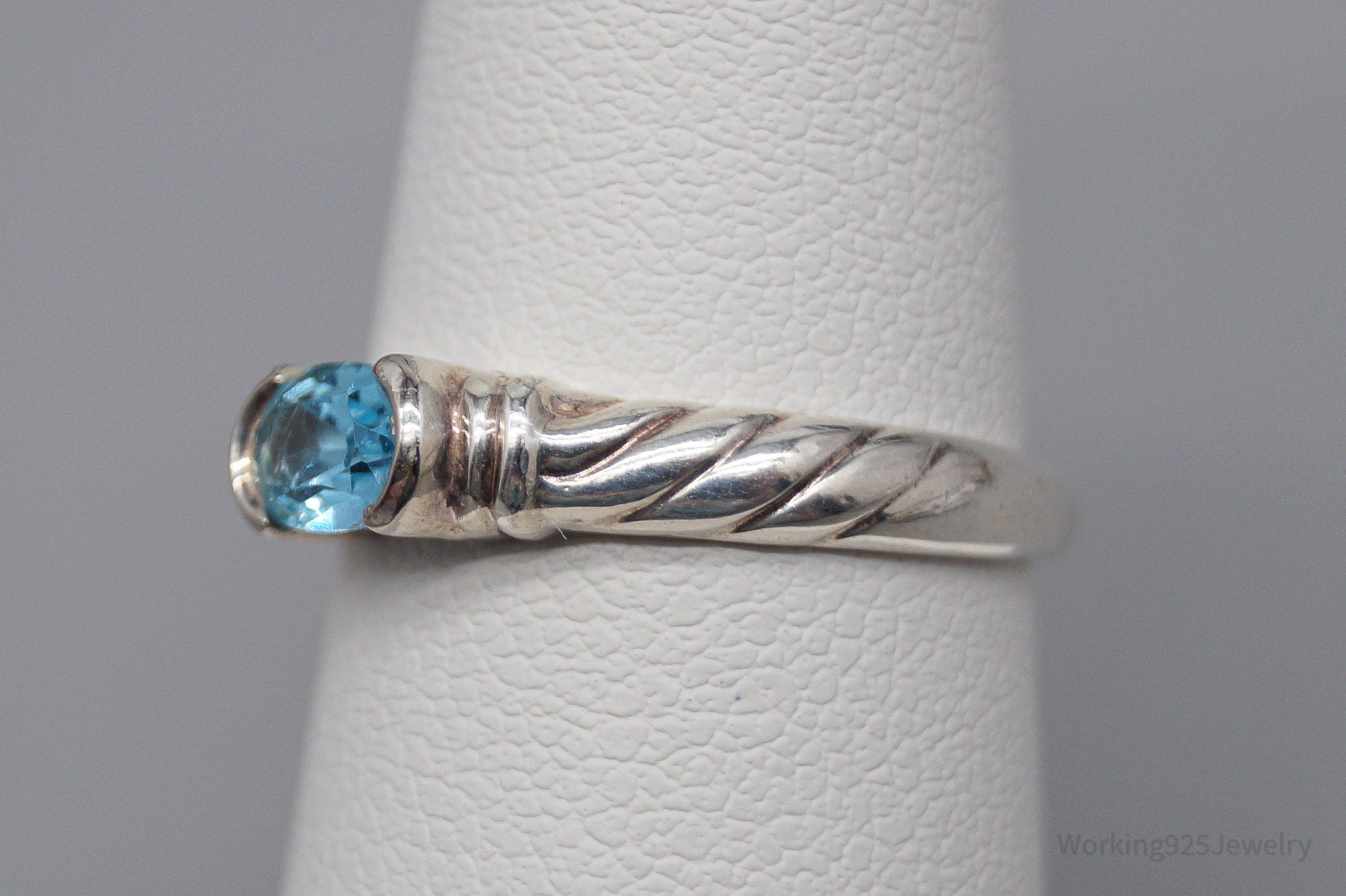 Vintage Blue Topaz Sterling Silver Ring - Size 6