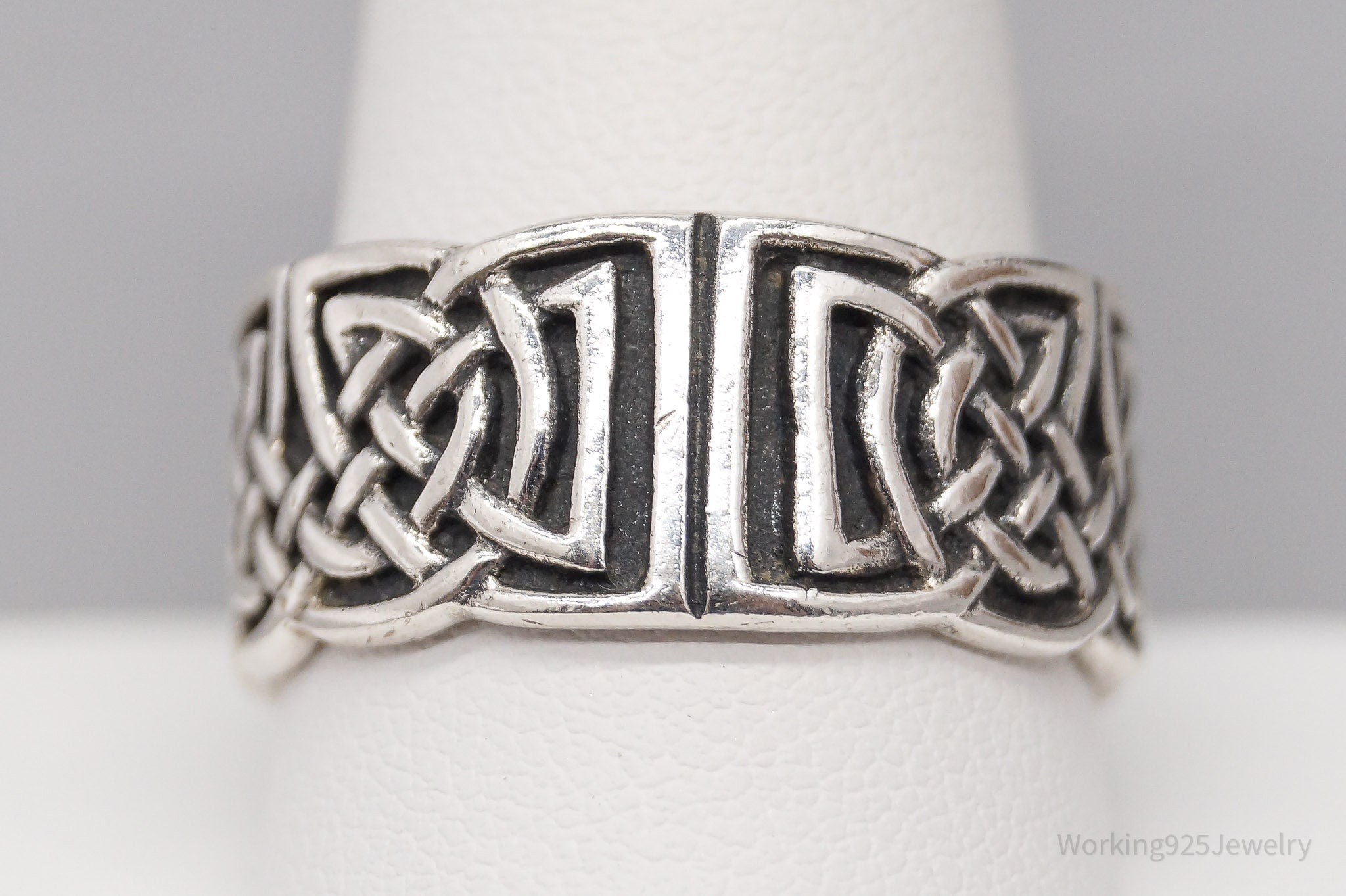 Vintage Celtic Knots Sterling Silver Band Ring - Size 11.5