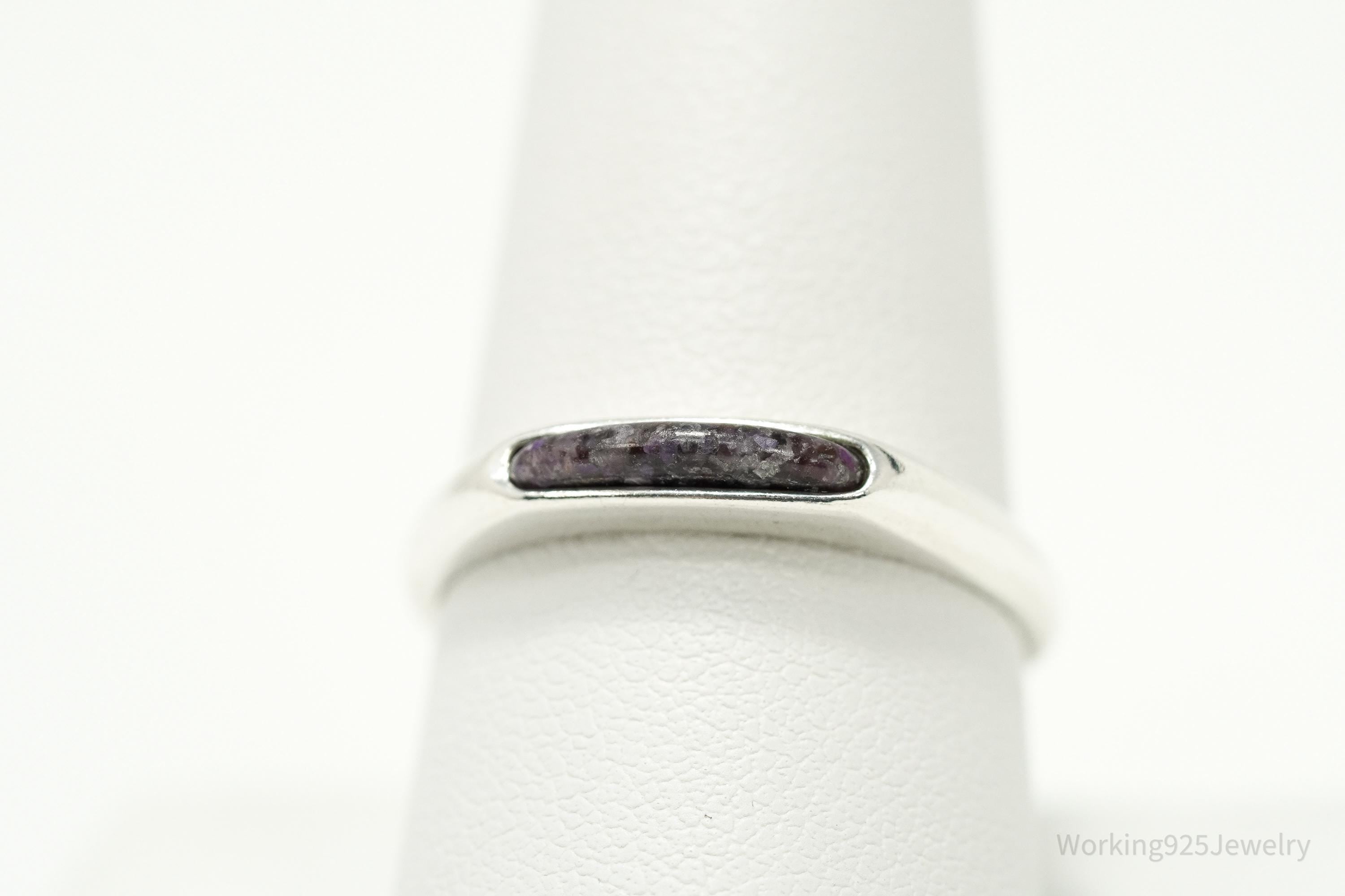 Vintage Native Designer Carolyn Pollack Crushed Amethyst Sterling Silver Ring - Size 9.25