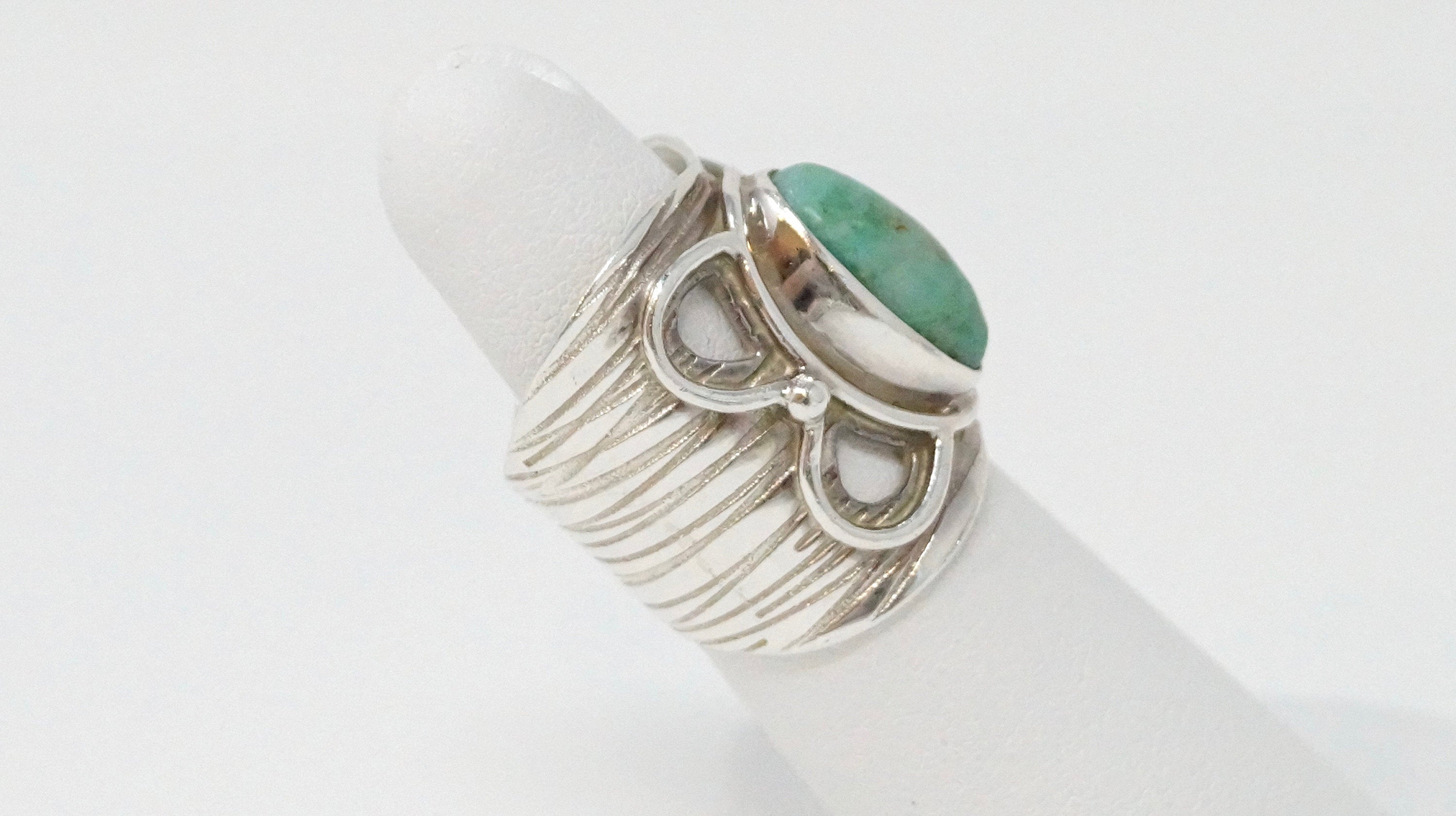 Vintage Designer Desert Rose Trading DTR Turquoise Sterling Silver Ring - 6 1/2