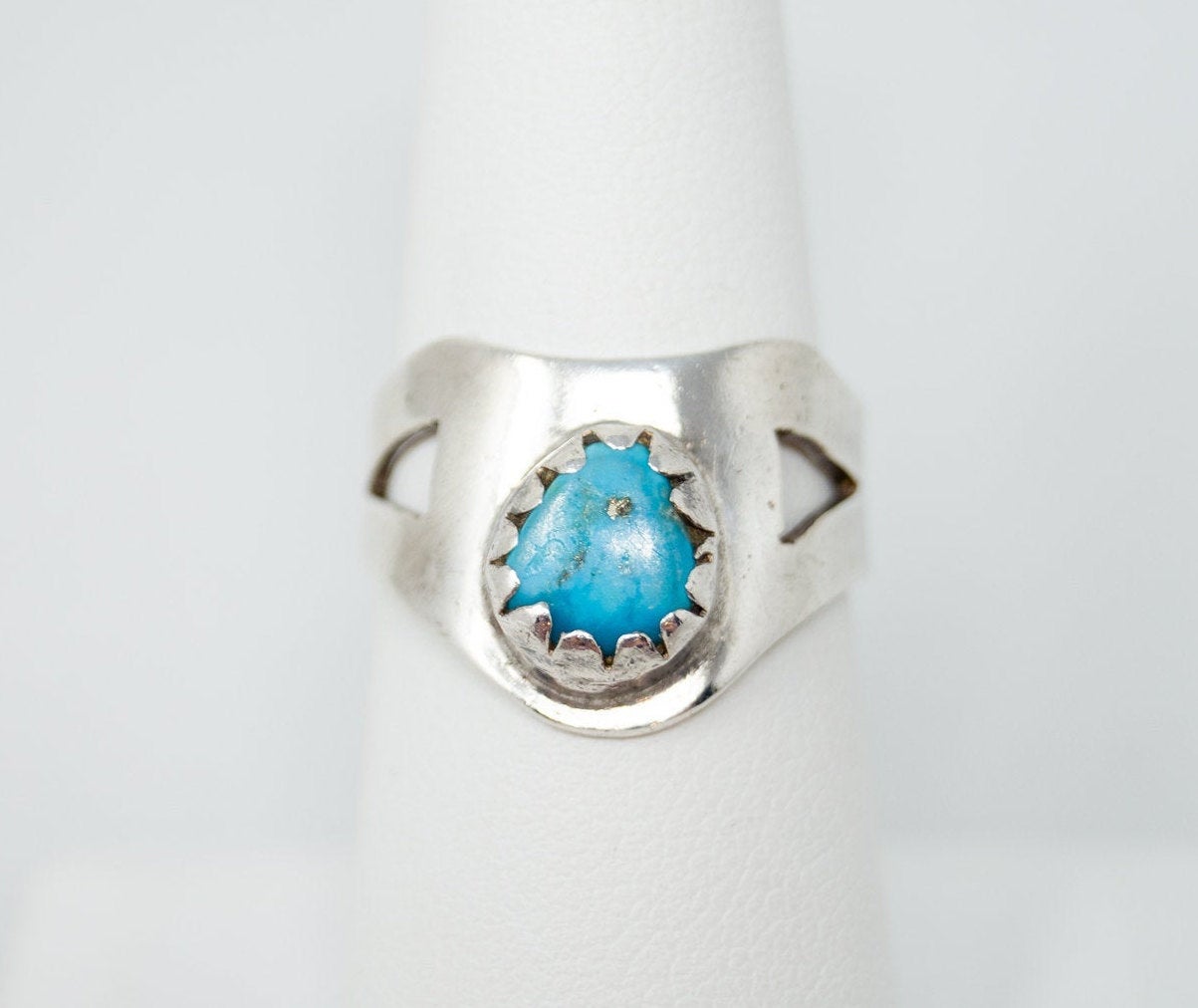 Vintage Mexico Turquoise Southwestern Eagle 186 Sterling Silver RIng - Sz 7