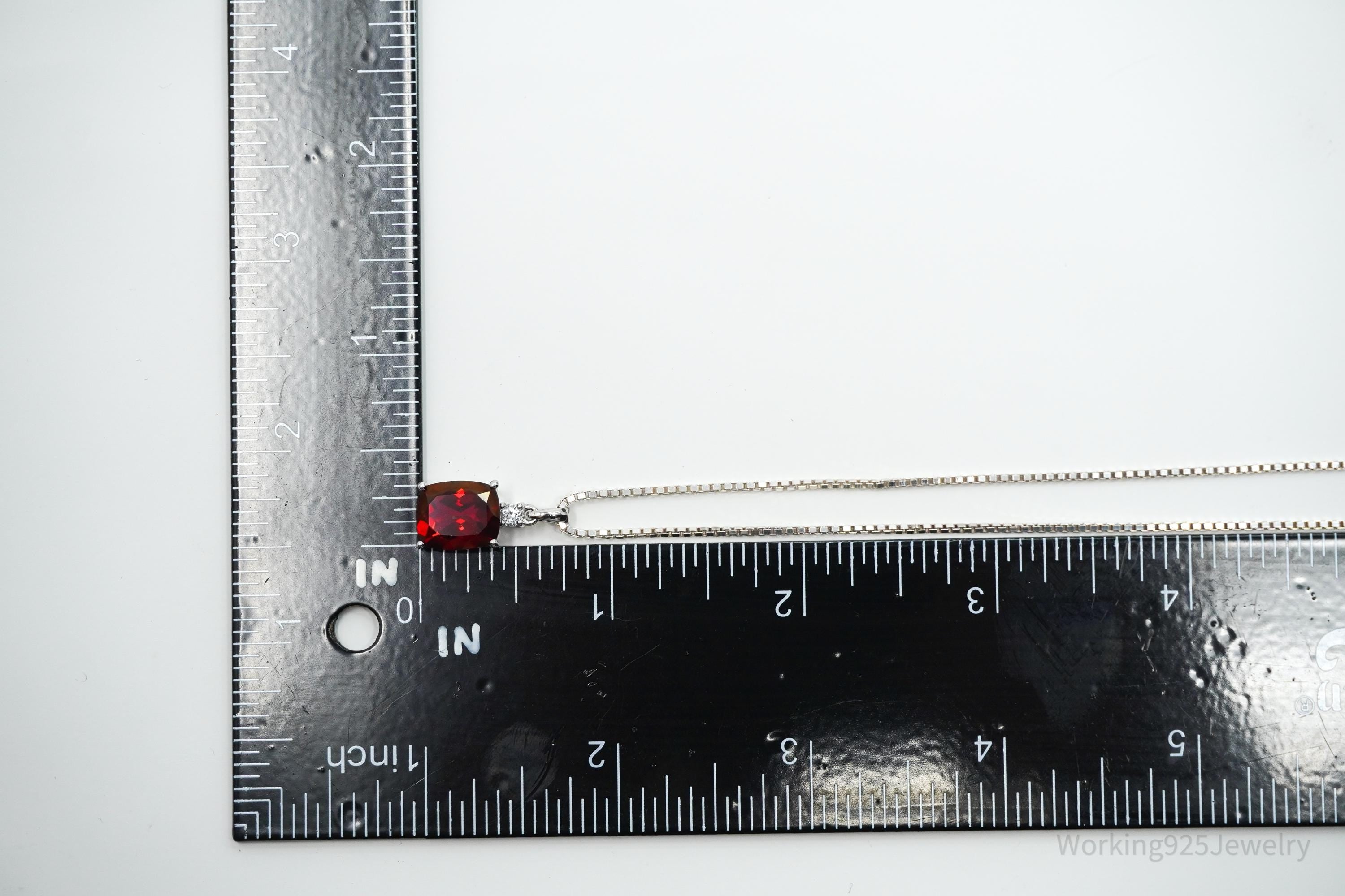 JTV's TGGC Created Ruby & White Topaz Sterling Silver Necklace 15"