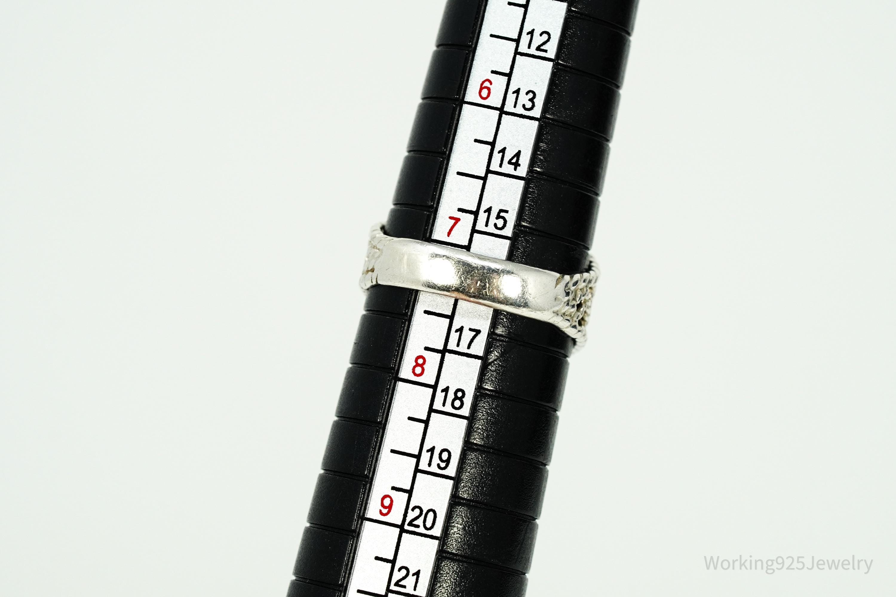 Vintage Blue Topaz Sterling Silver Ring - Size 7.25