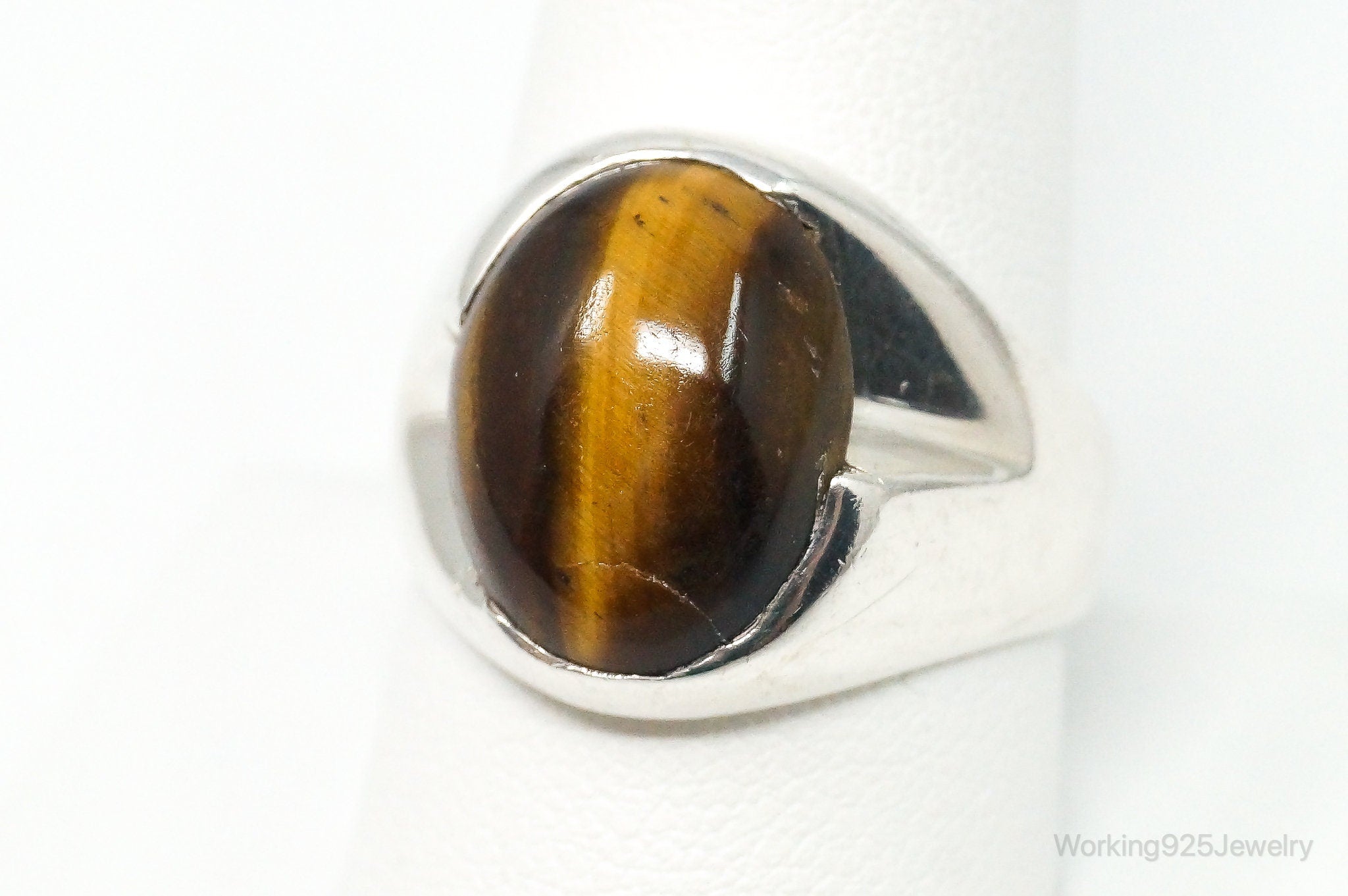 Vintage Mexico Tigers Eye Sterling Silver Ring - Size 10.25