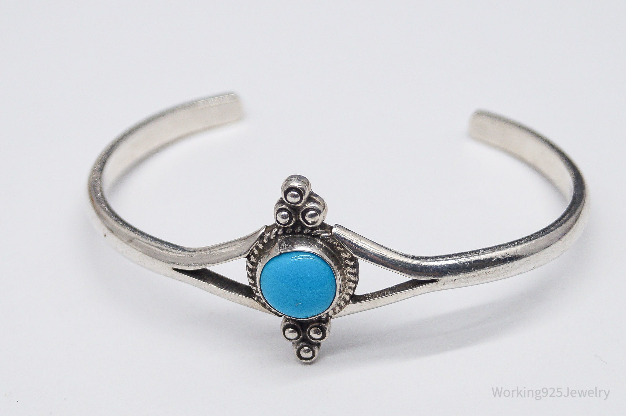 Vintage Mexico Blue Turquoise Sterling Silver Bracelet - 6 3/8"