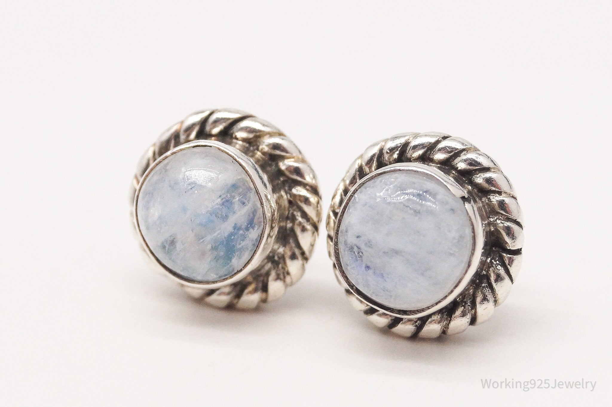 Vintage Moonstone Sterling Silver Stud Earrings