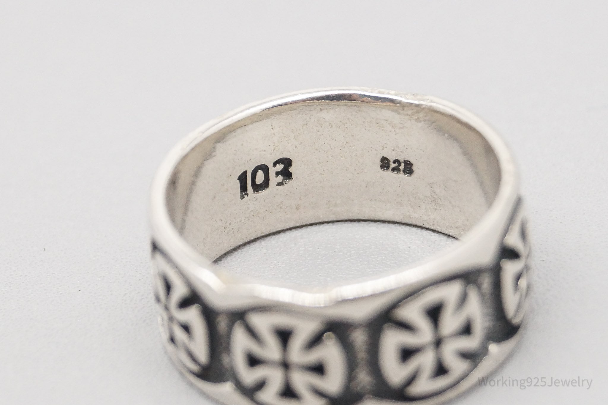 Vintage 103 Iron Crosses Sterling Silver Band Ring - Size 10.5