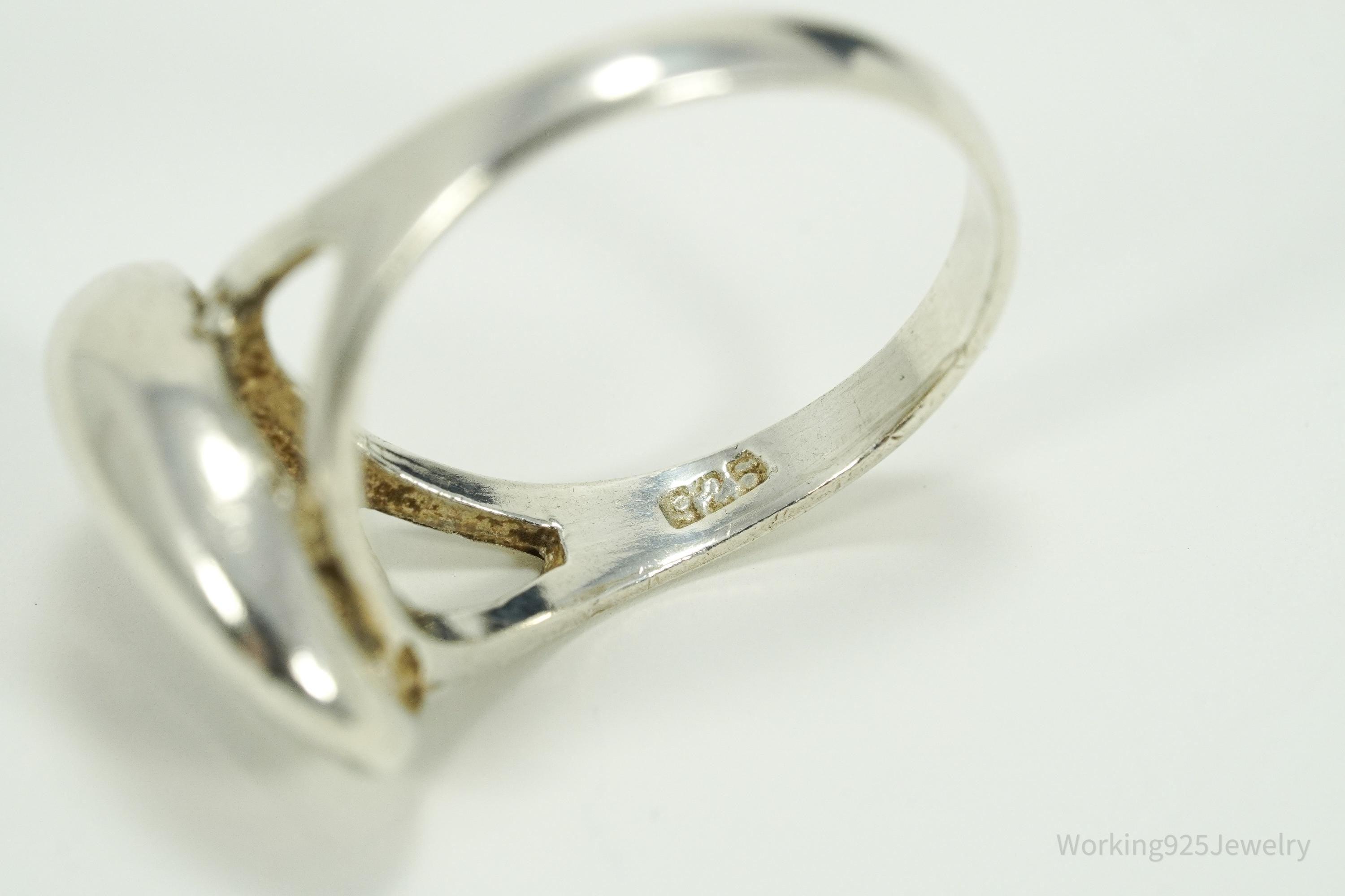 Vintage Cowrie Shell Sterling Silver Ring - Size 7.5