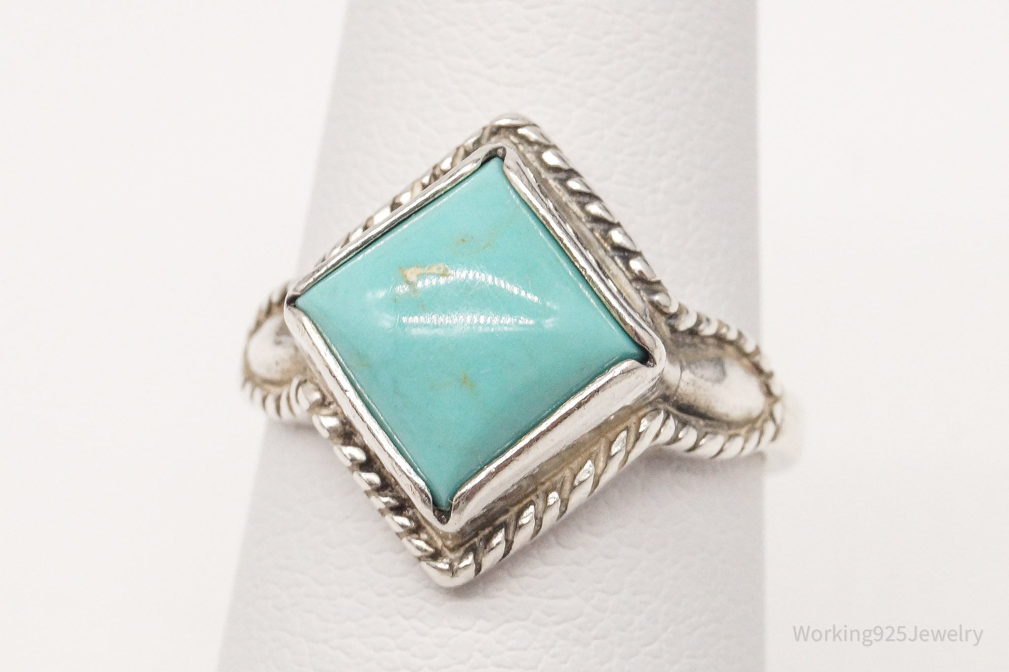 Vintage Turquoise Sterling Silver Ring - Size 5.75