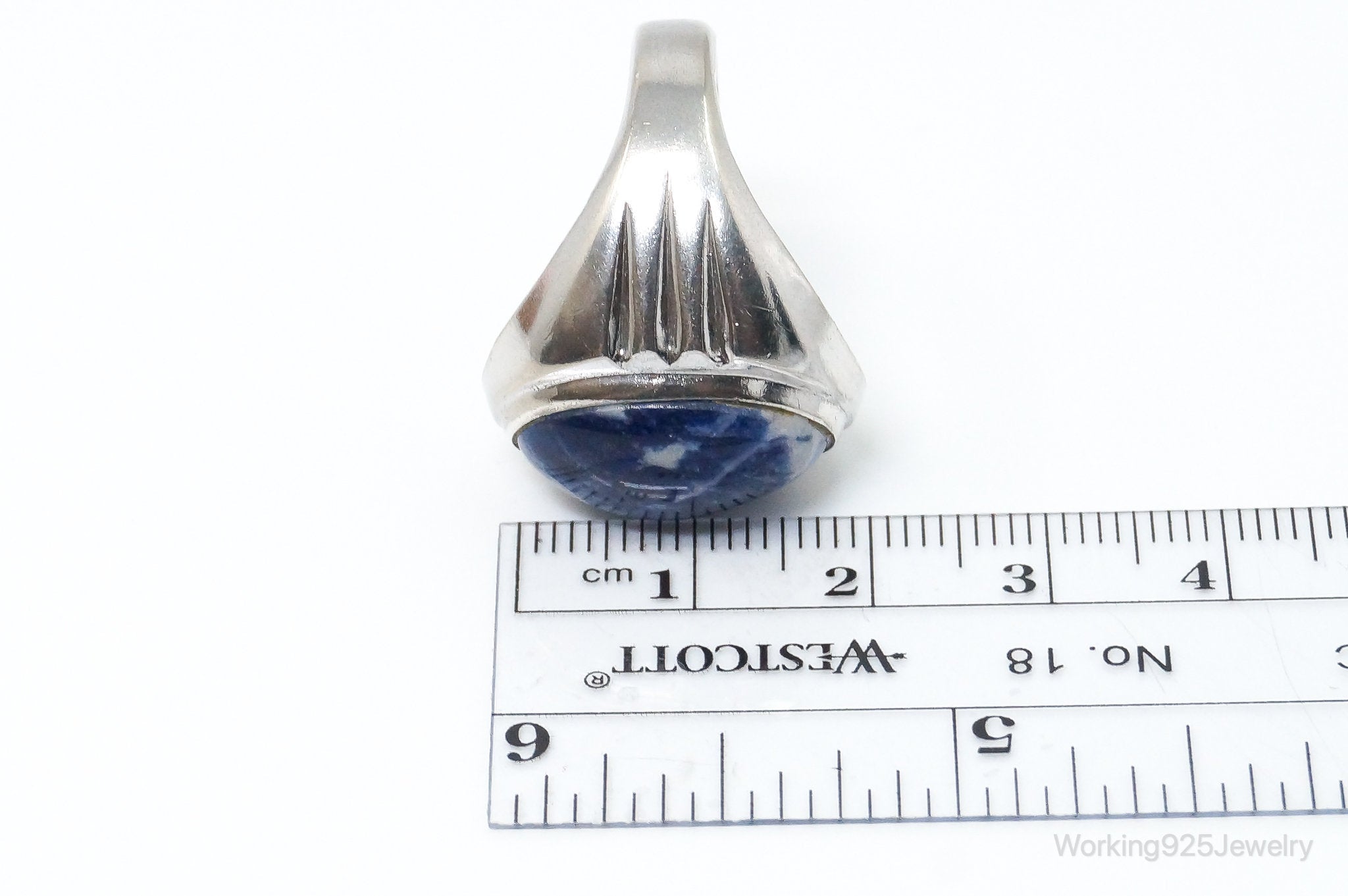 Vintage Large Sodalite Sterling Silver Ring - Size 10