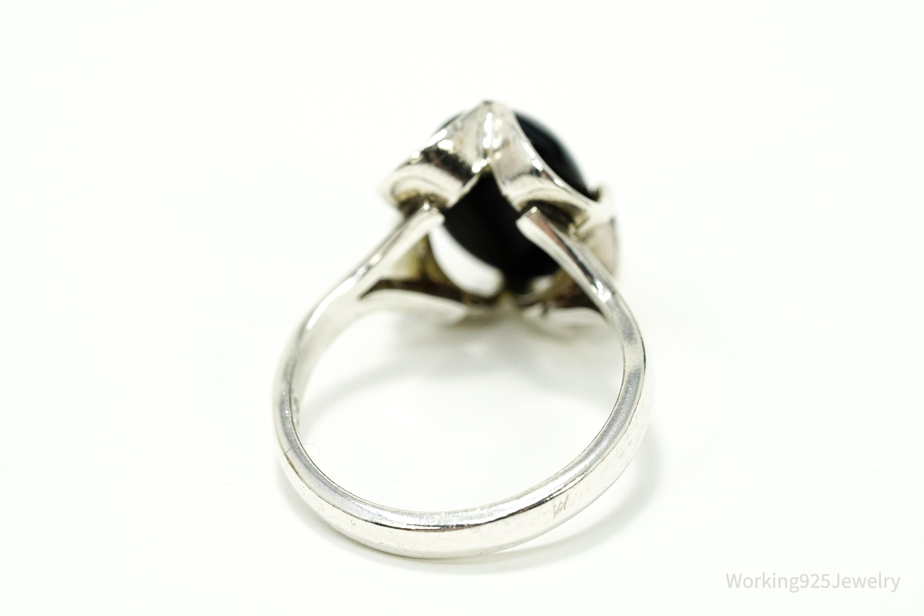 Vintage Hematite Sterling Silver Ring - Size 8