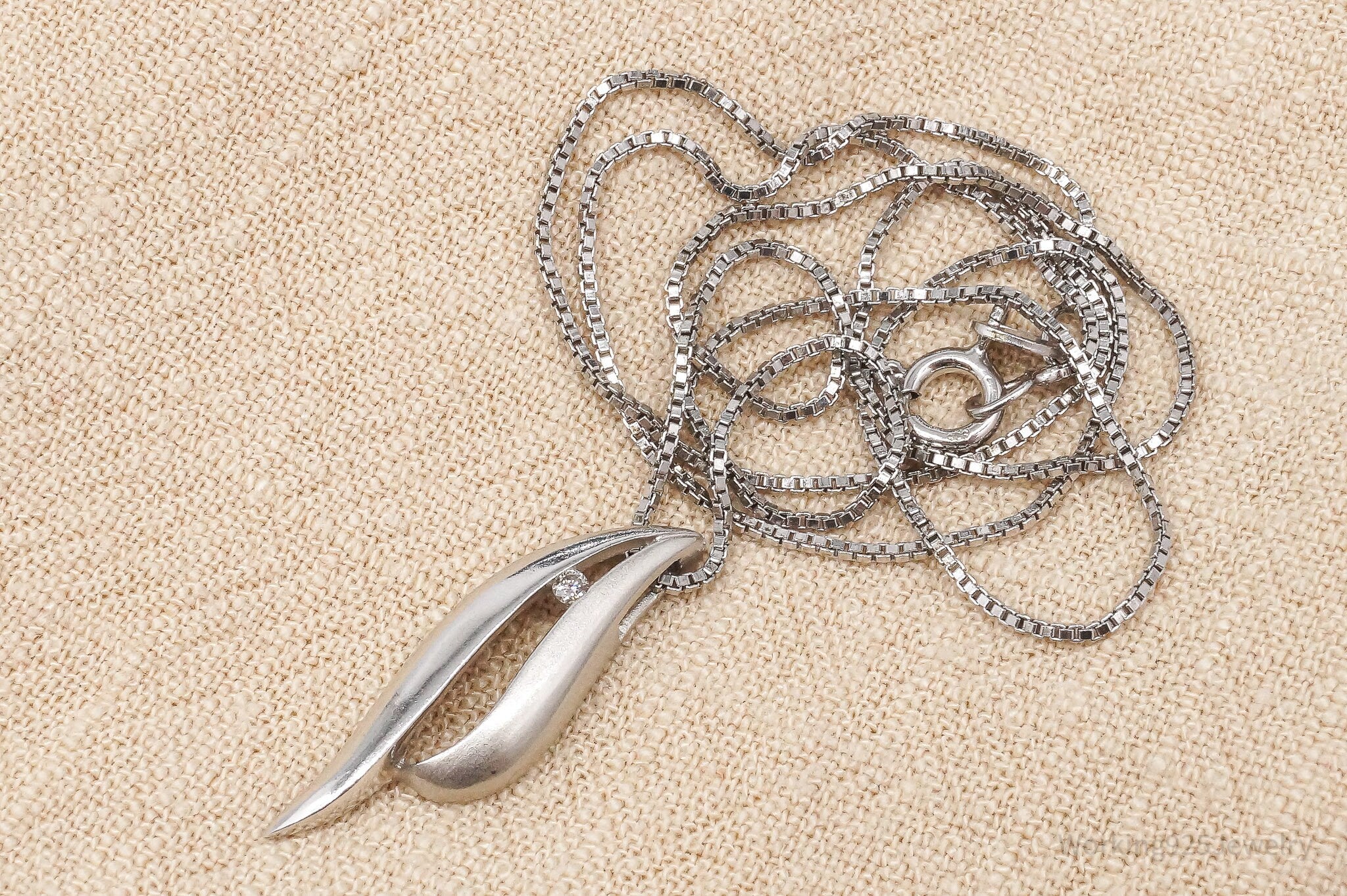 Vintage Diamond Sterling Silver Necklace 18"