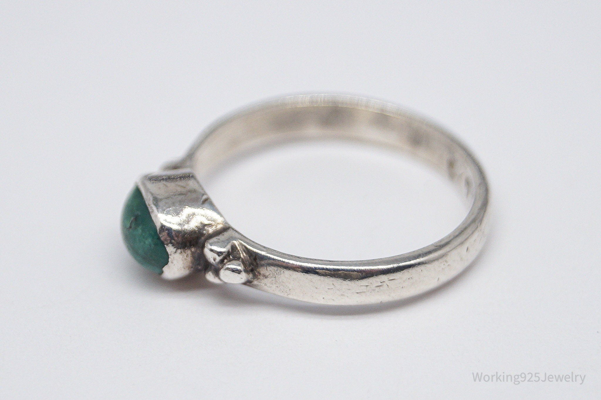 Vintage Handmade Native American Turquoise Sterling Silver Ring - Size 5.75